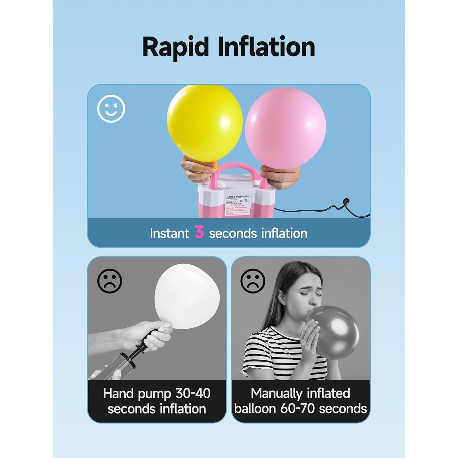 Bomba de Globo Eléctrica STMOUTUO 600W Rosa Inflación Rápida