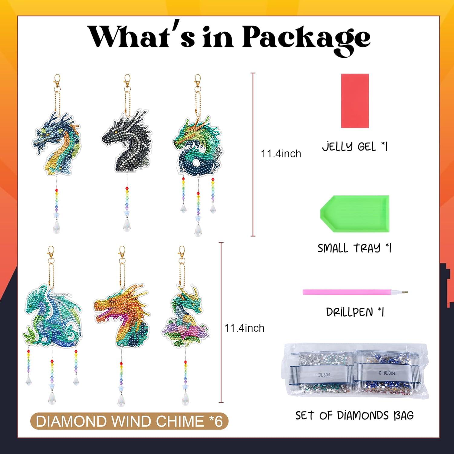 Kit de Campanas de Viento de Pintura de Diamante Sitsink - 6 Diseños Dragón