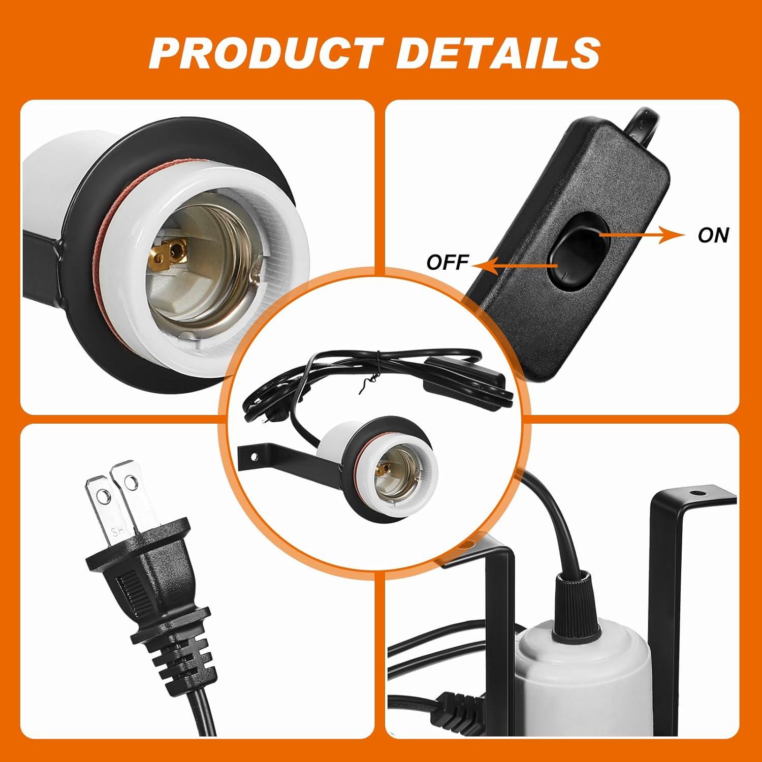 Soporte de Lámpara de Calor Cerámica VIHOSE 2 Pcs Blanco