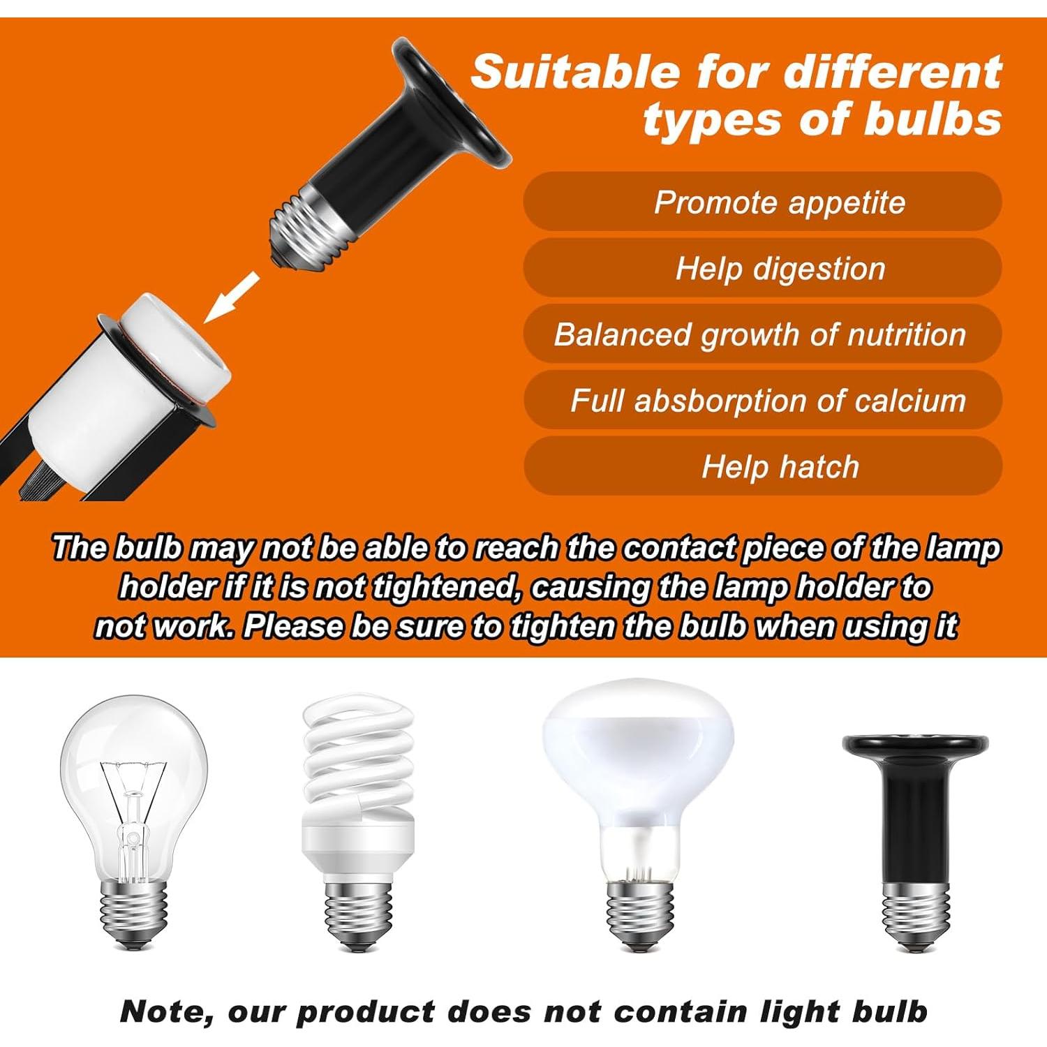 Soporte de Lámpara de Calor Cerámica VIHOSE 2 Pcs Blanco