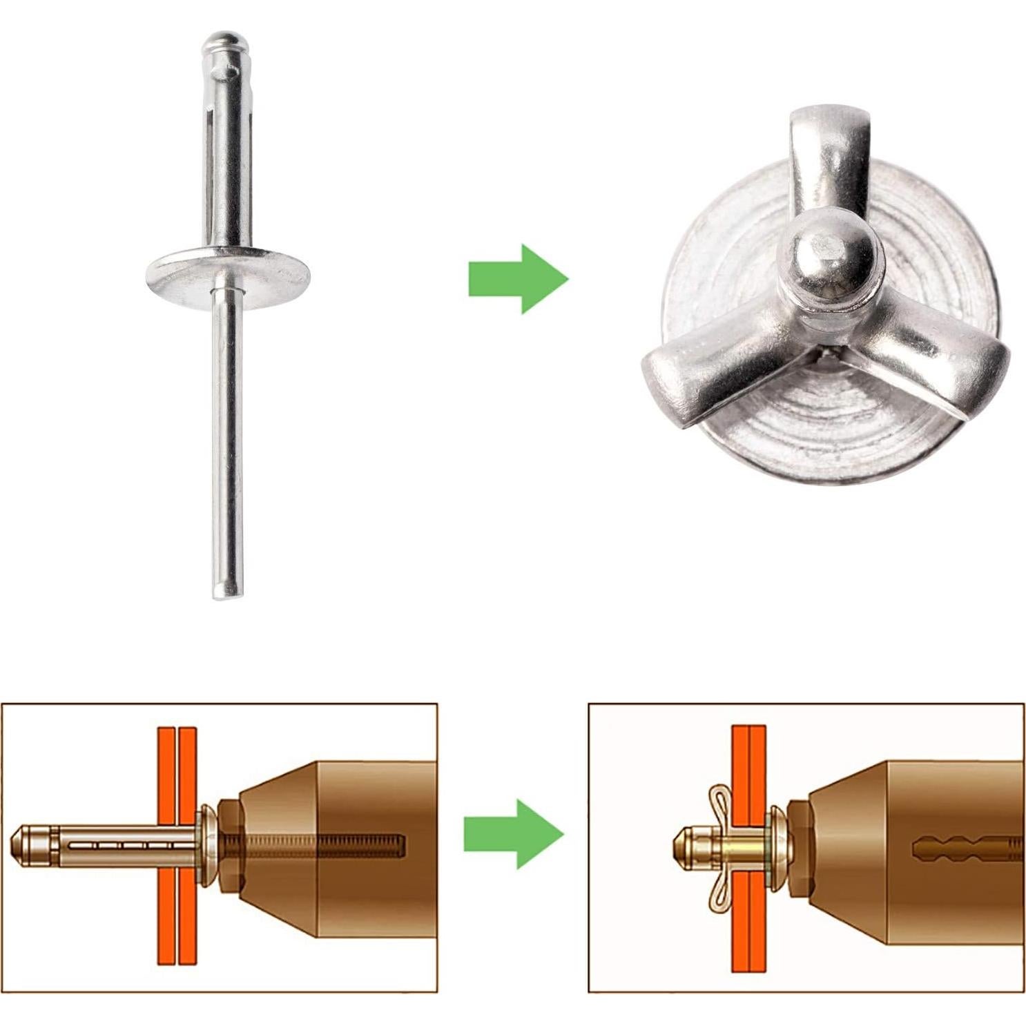 Remaches de Aluminio Tri-Fold 50pcs 4.76mm x 25.4mm XM Plata