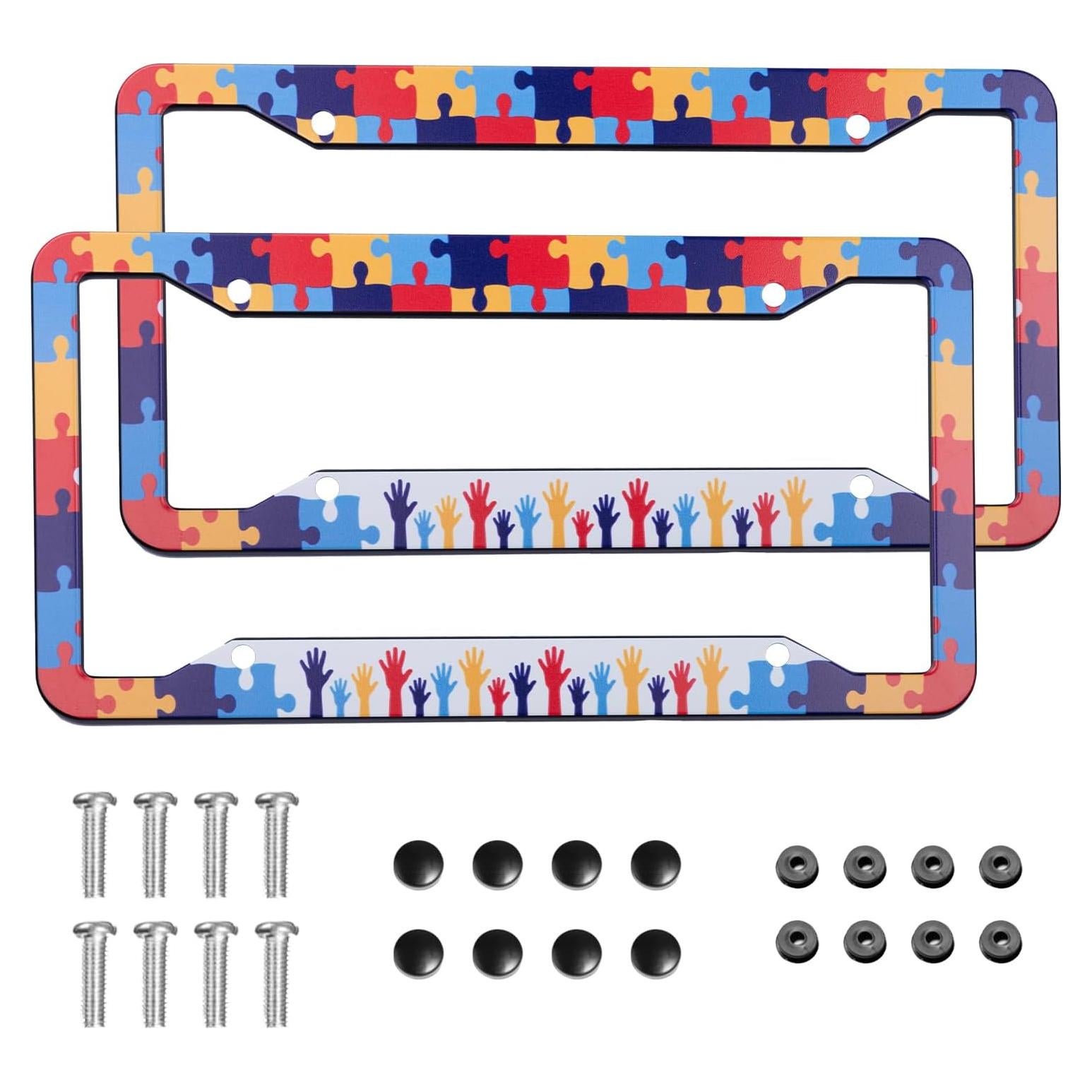 Marco de Placa de Licencia Gayruaicjz Autismo 31.2x16 cm Aluminio