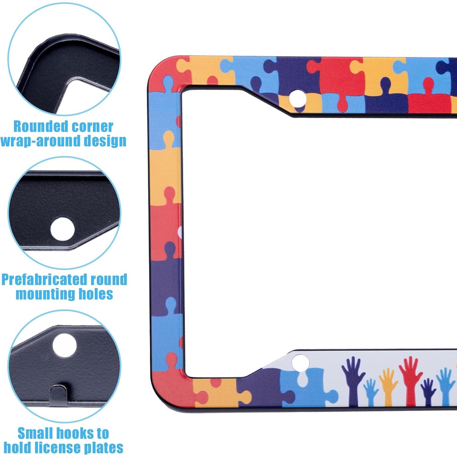 Marco de Placa de Licencia Gayruaicjz Autismo 31.2x16 cm Aluminio