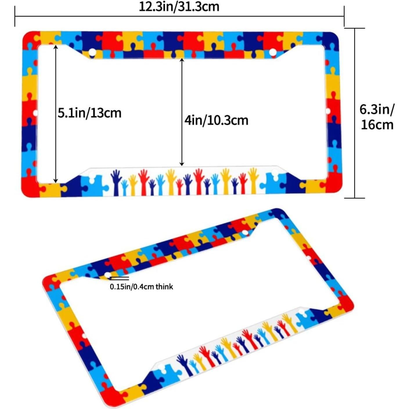 Marco de Placa de Licencia Gayruaicjz Autismo 31.2x16 cm Aluminio