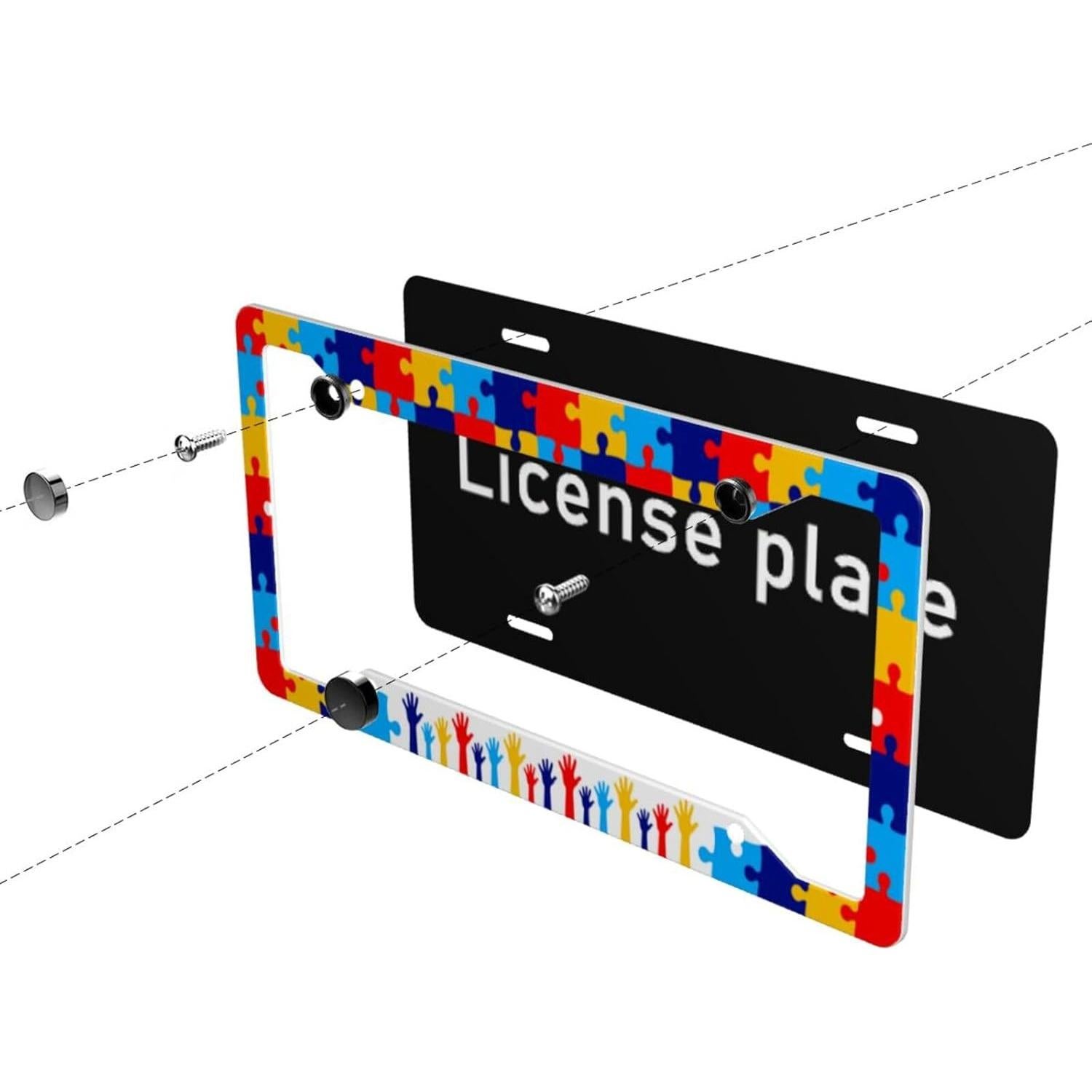 Marco de Placa de Licencia Gayruaicjz Autismo 31.2x16 cm Aluminio