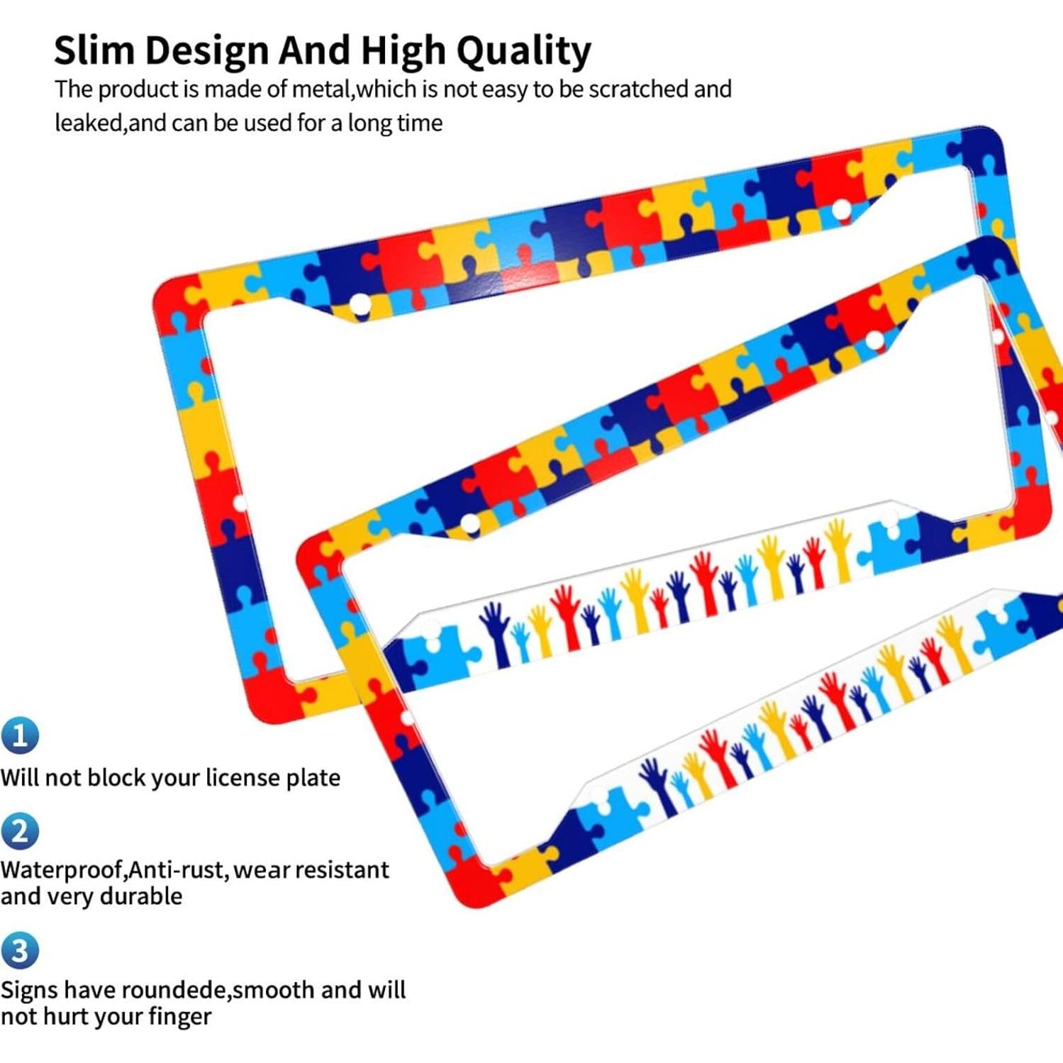 Marco de Placa de Licencia Gayruaicjz Autismo 31.2x16 cm Aluminio