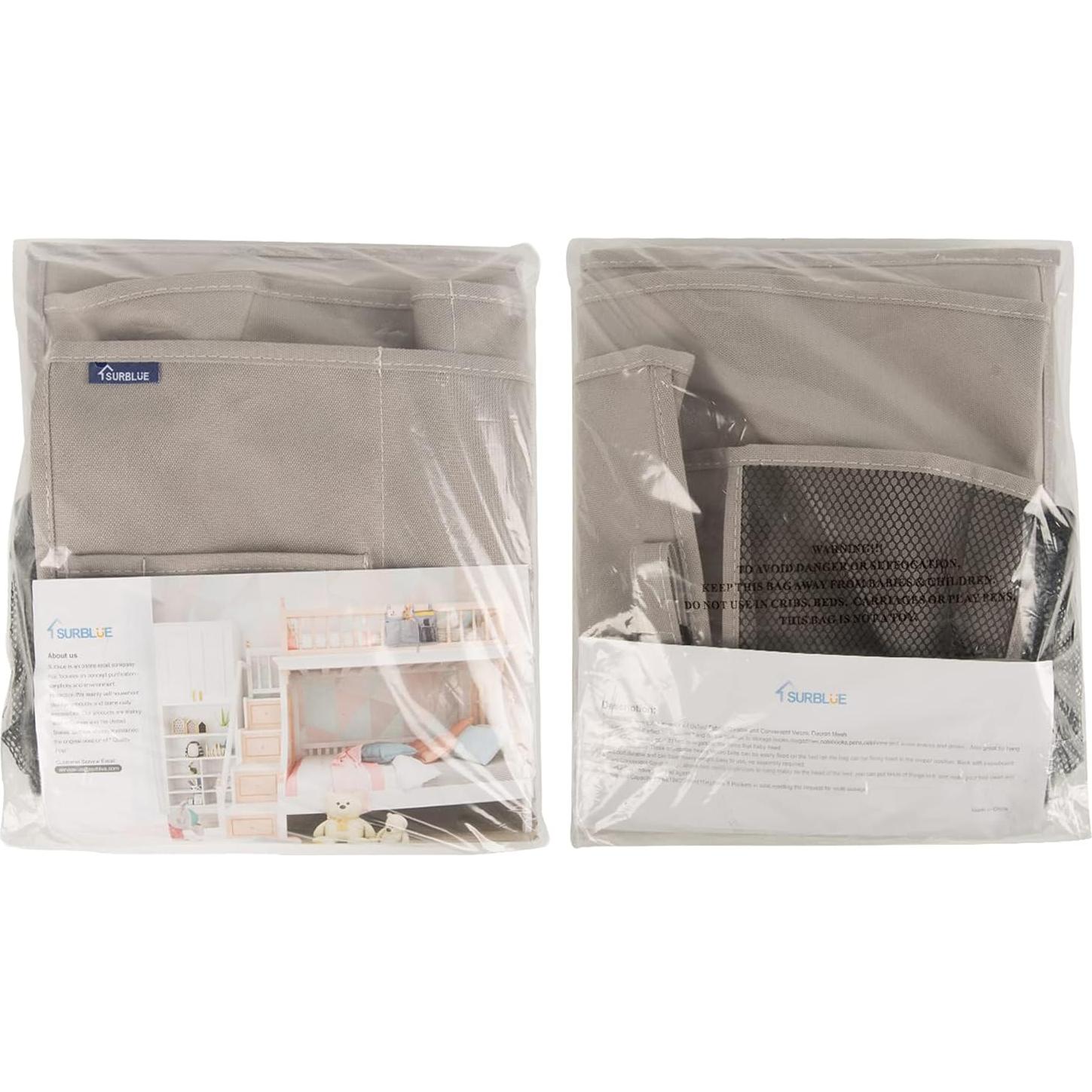 Caddy de Cama Surblue Organizador Colgante 8 Bolsillos Gris