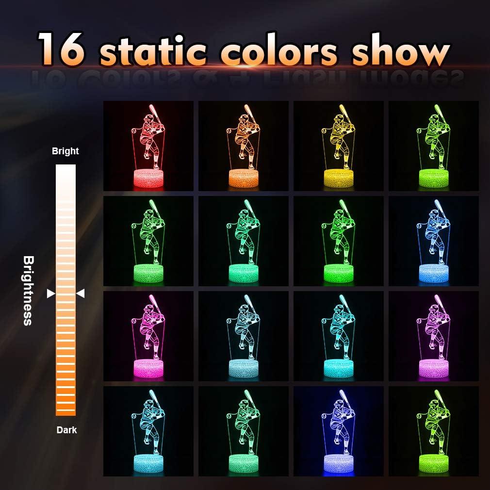 Lámpara 3D Hombre Béisbol SEVEN LADY Luz Nocturna USB