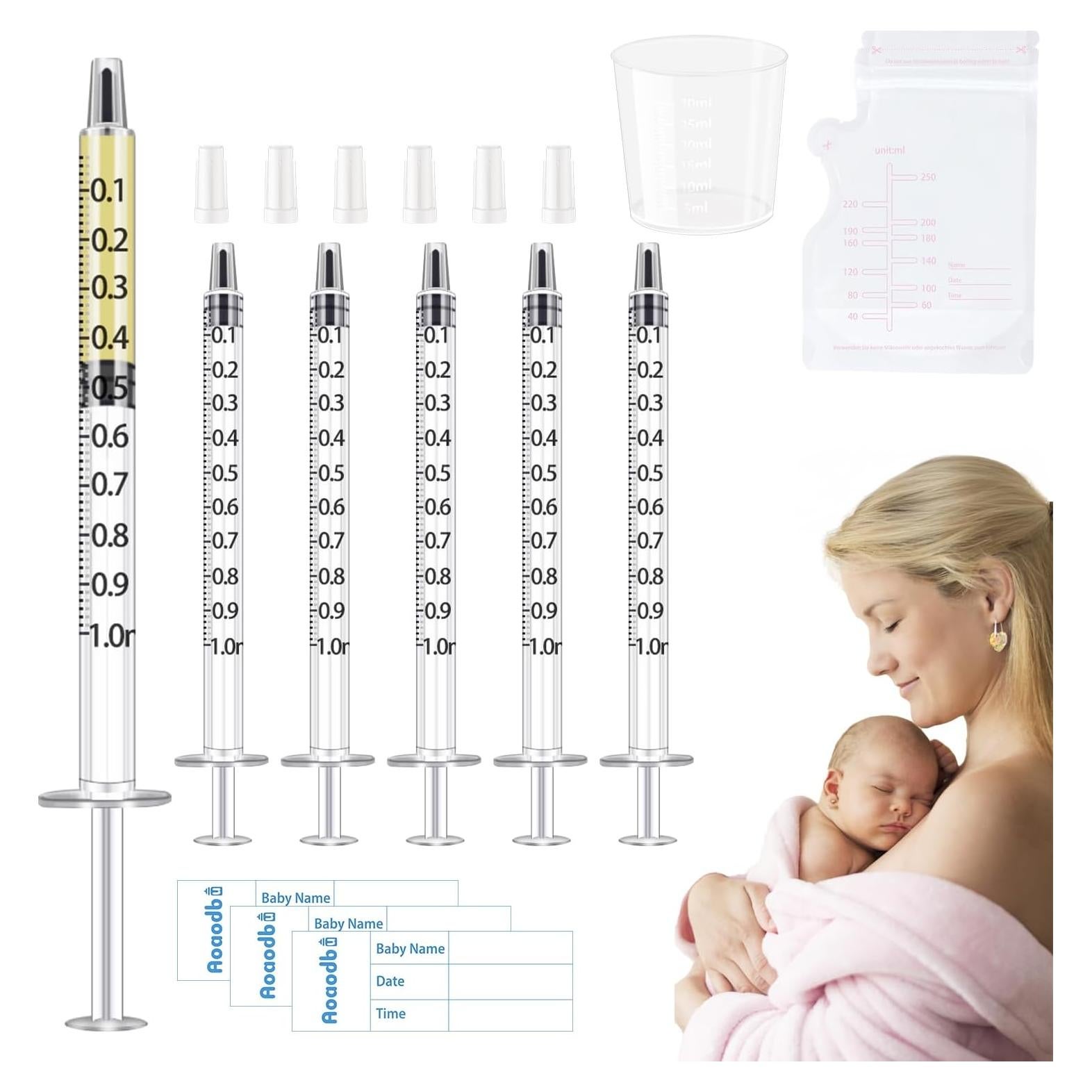 Kit Recolector de Calostro Aoaodbu 50 Jeringas 1ml y Accesorios
