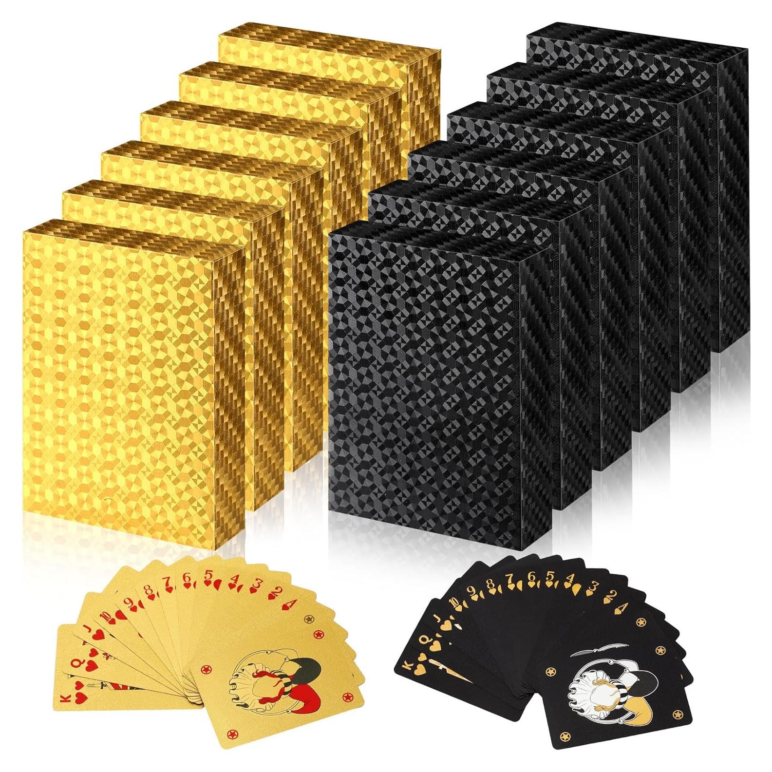 Juego de Cartas Zubebe 12 Barajas Impermeables Negro Dorado