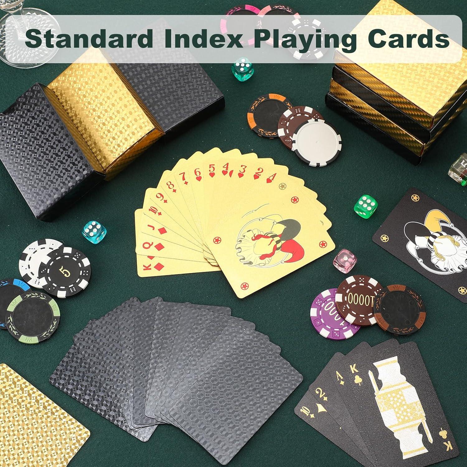 Juego de Cartas Zubebe 12 Barajas Impermeables Negro Dorado