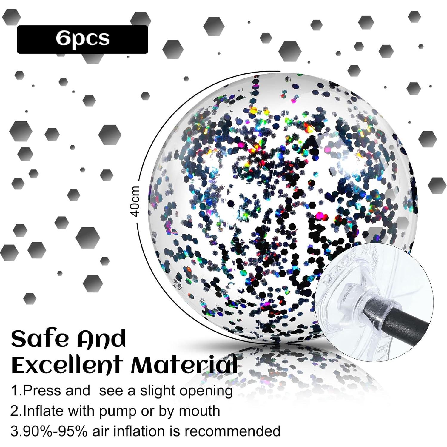 Civaner 10 Pelotas de Playa Inflables Brillantes 40 cm Negro