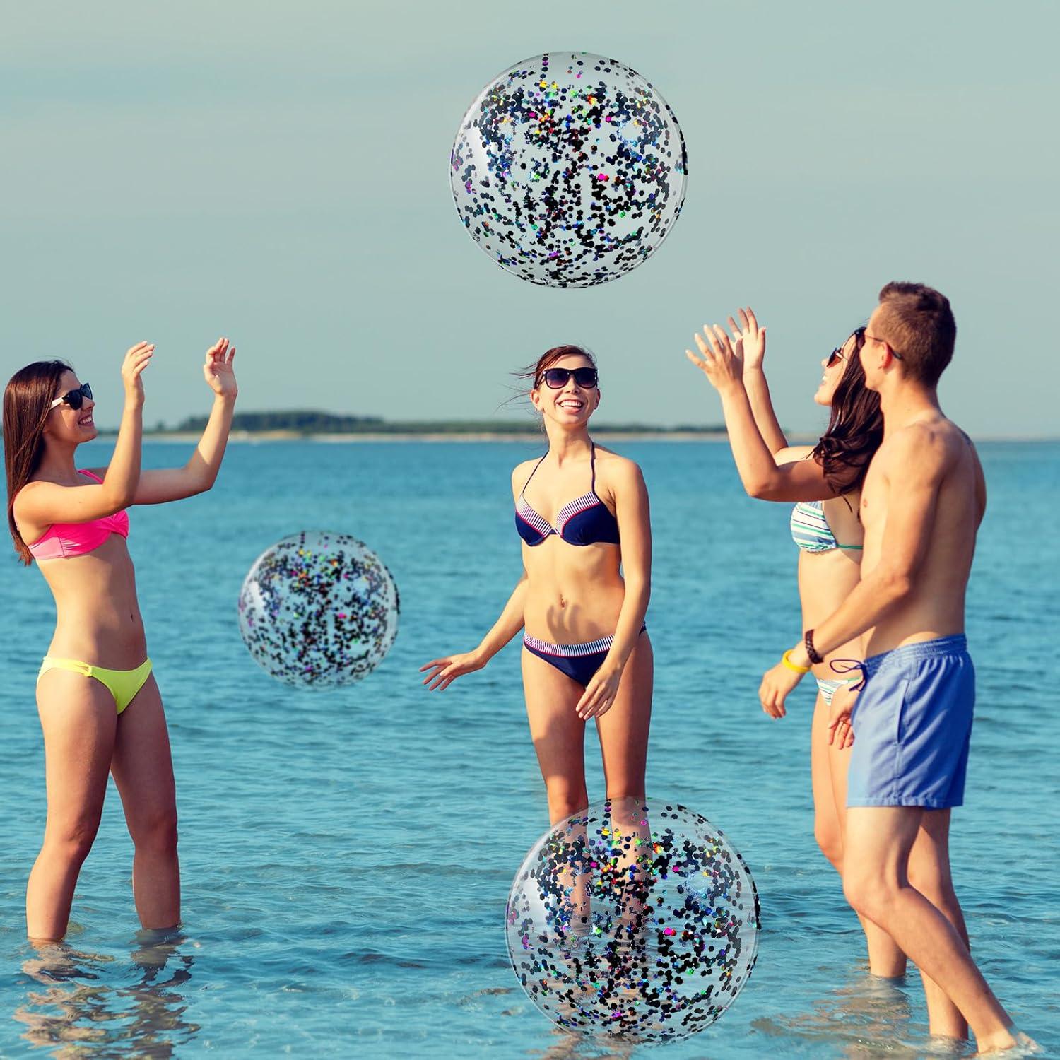 Civaner 10 Pelotas de Playa Inflables Brillantes 40 cm Negro