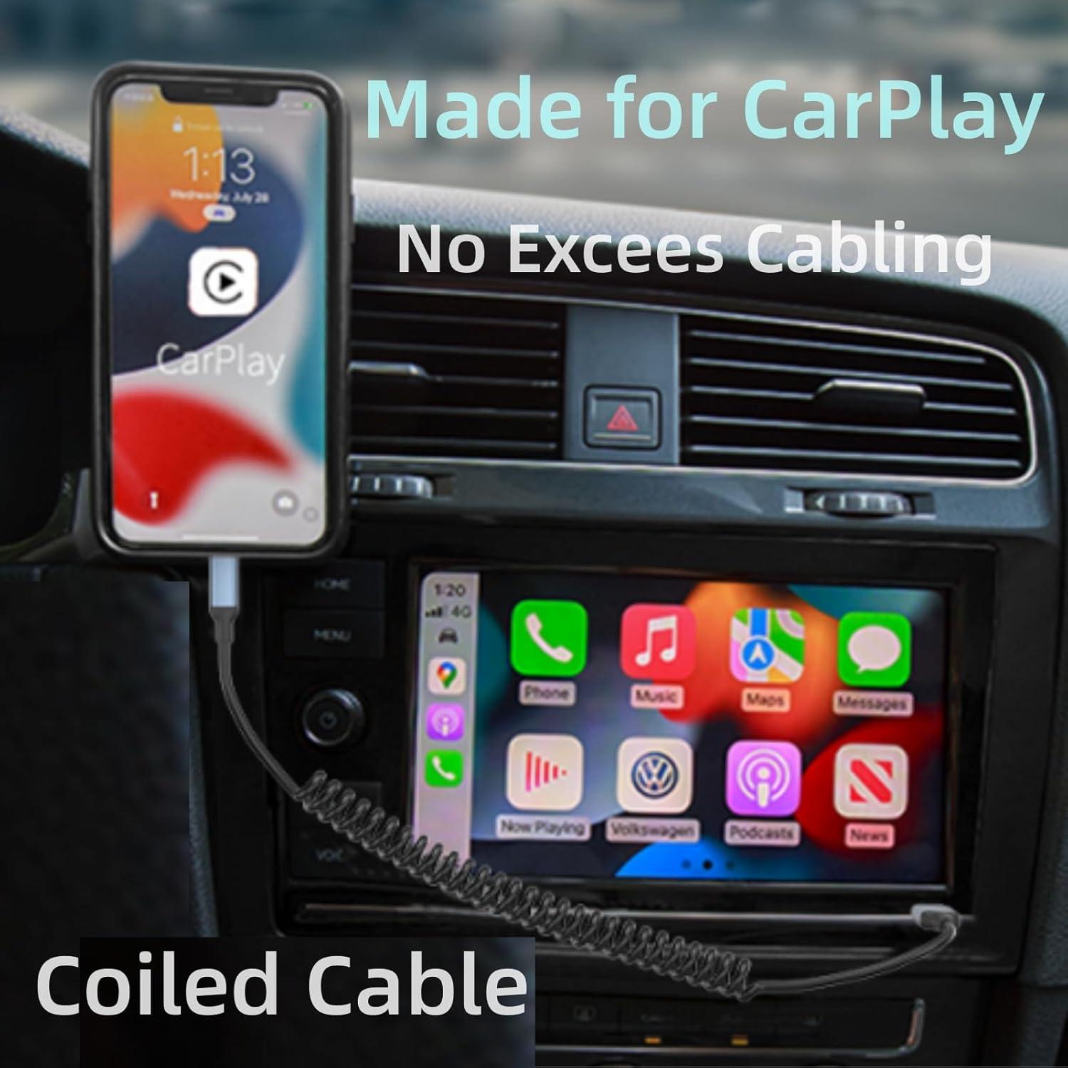 Cable Enrollado MFi 3FT Sailift para iPhone y CarPlay