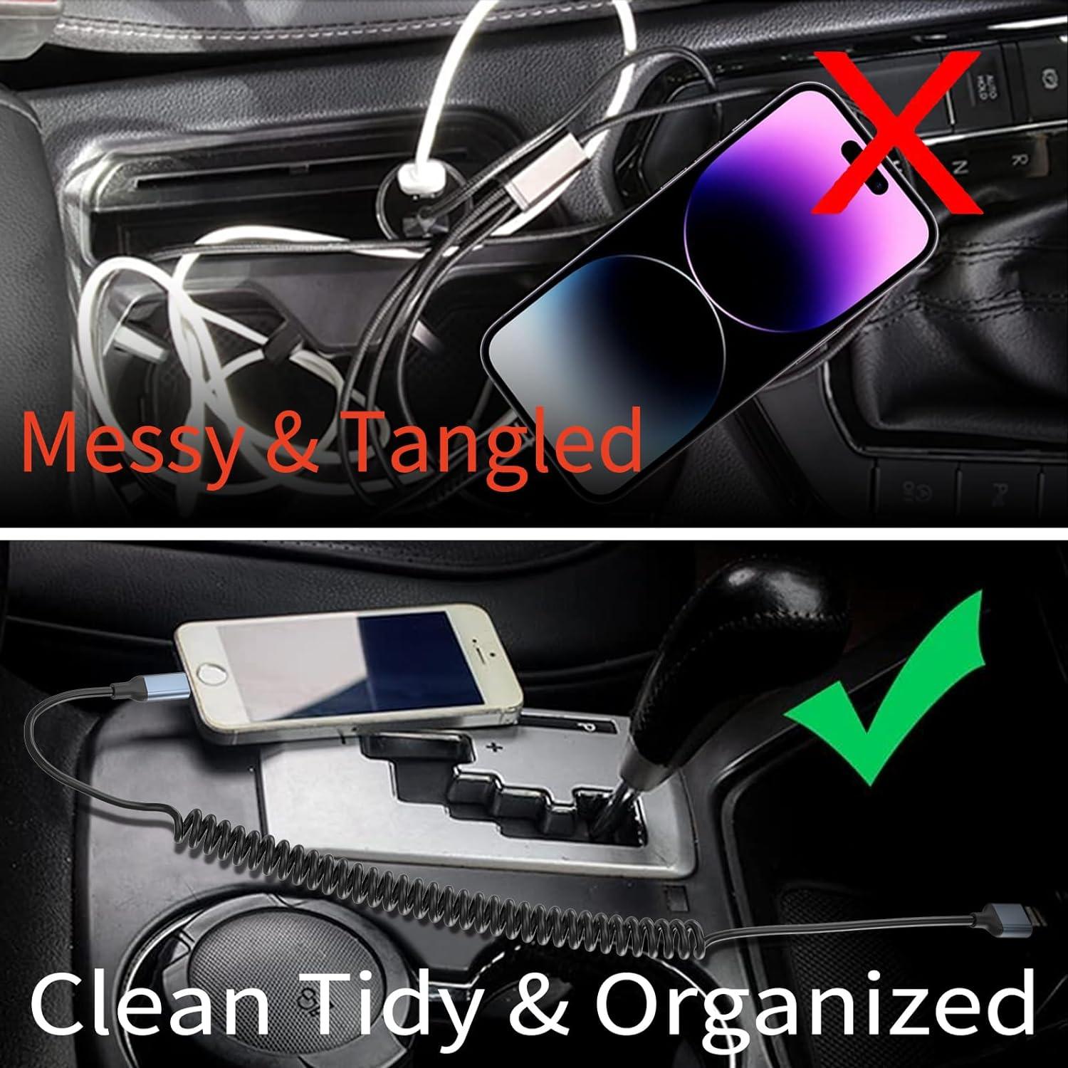 Cable Enrollado MFi 3FT Sailift para iPhone y CarPlay