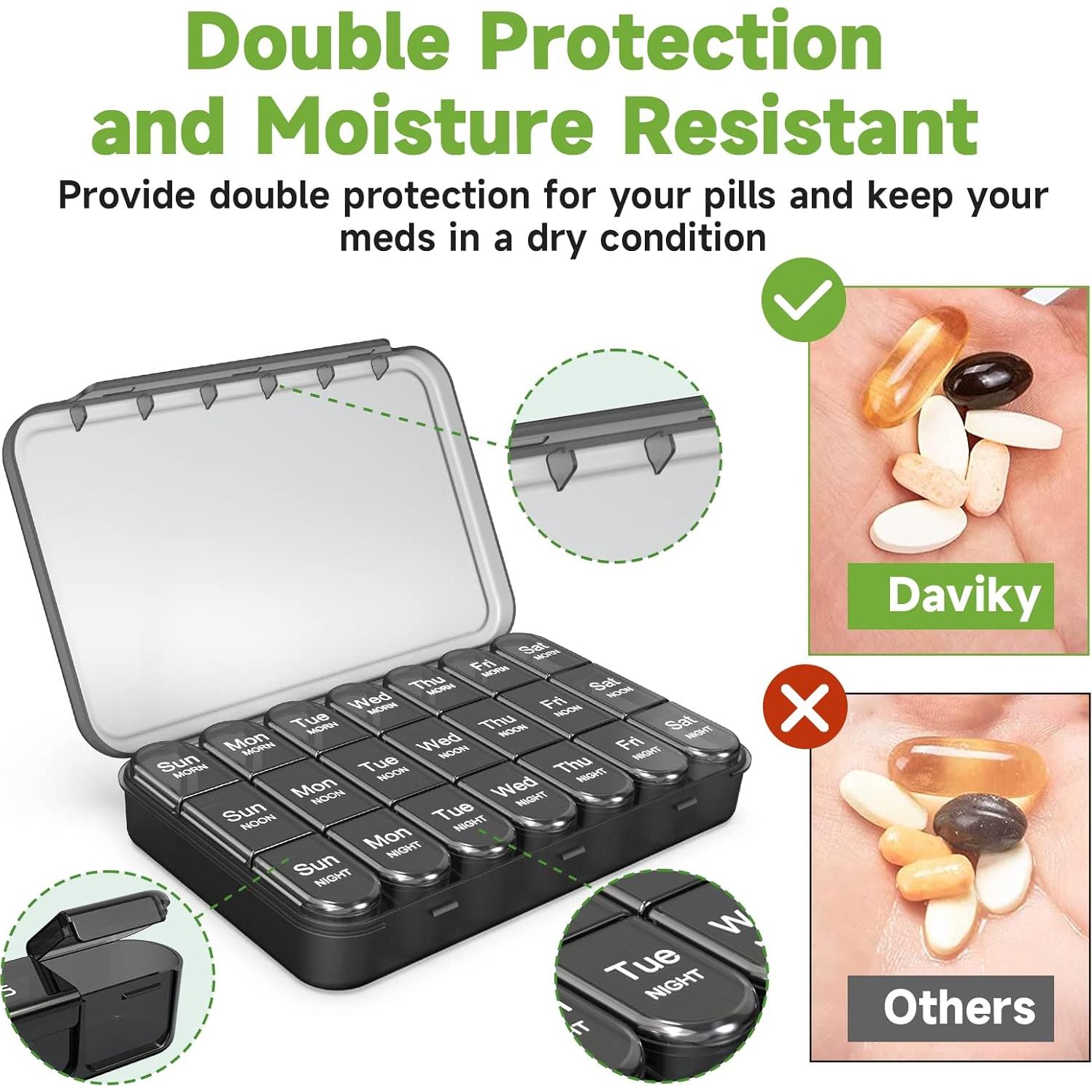 Organizador Semanal de Pastillas Daviky 3 Veces al Día - Negro