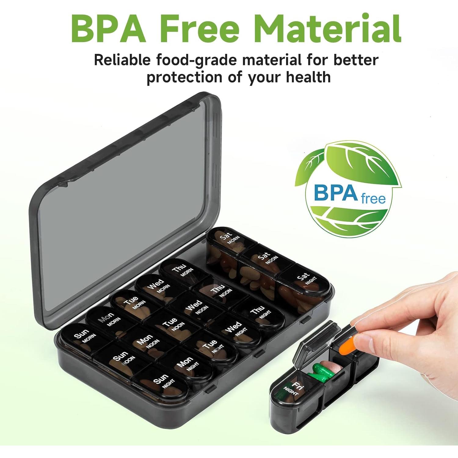 Organizador Semanal de Pastillas Daviky 3 Veces al Día - Negro