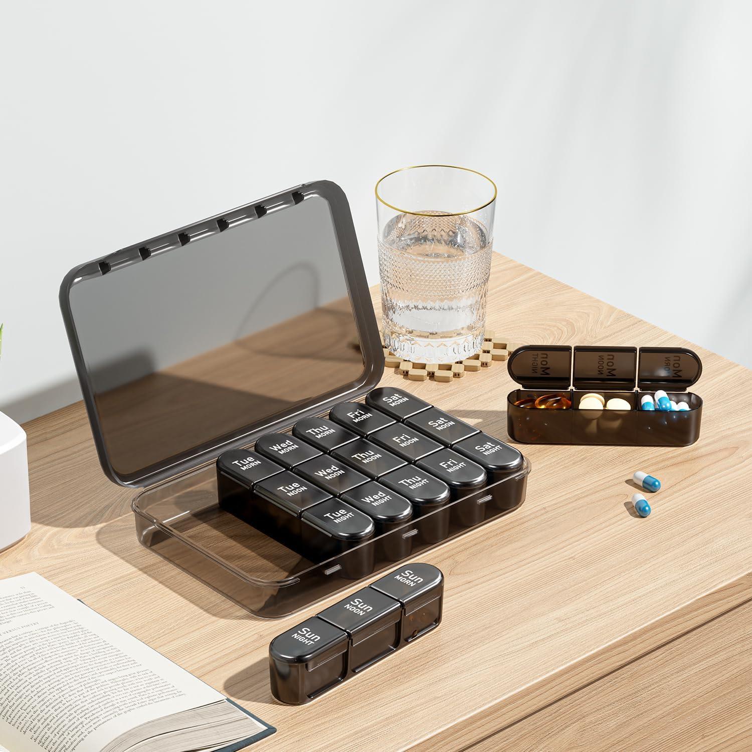 Organizador Semanal de Pastillas Daviky 3 Veces al Día - Negro