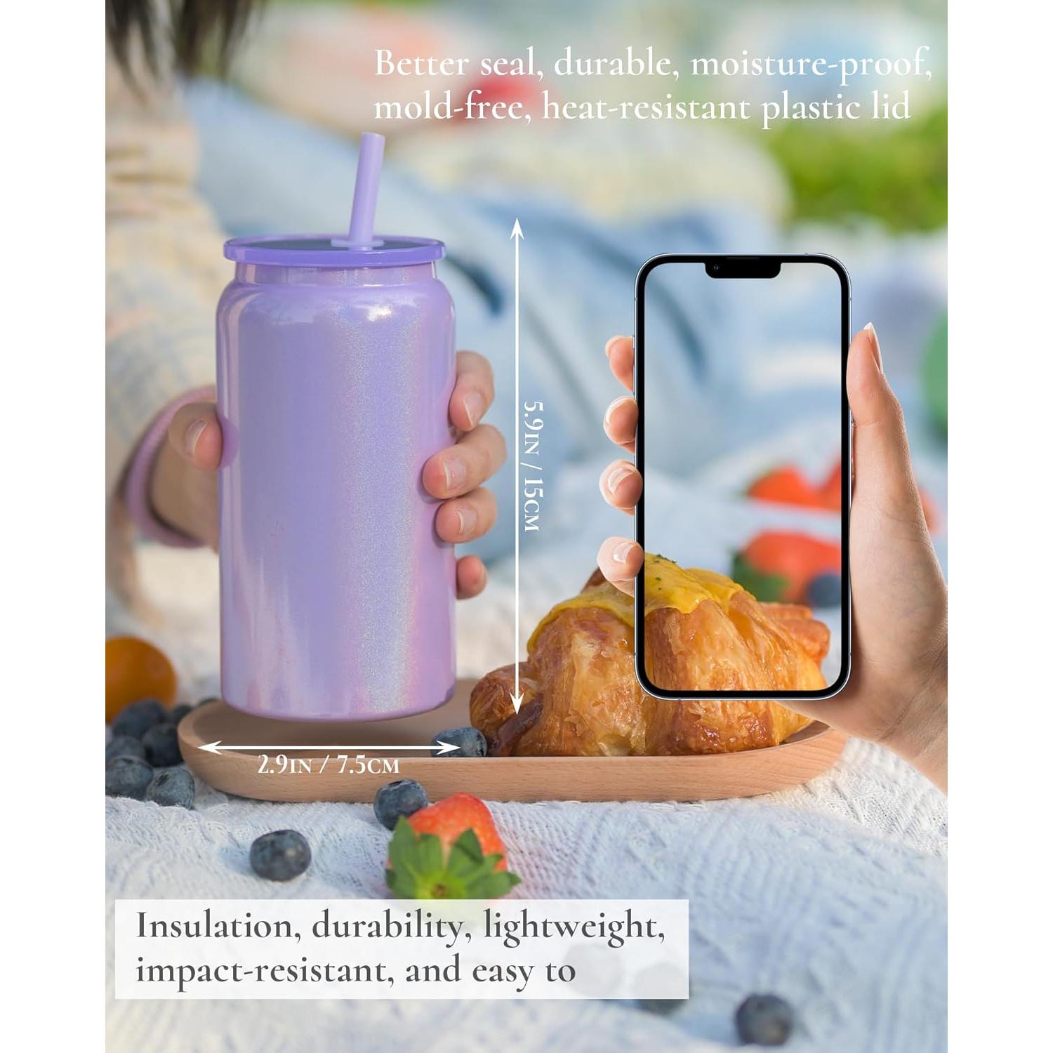 6 Vasos de Acero Inoxidable UIRZOTN 16oz Sublimables