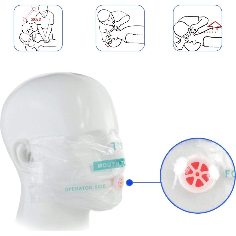 20 Máscaras de RCP AOUTACC con Escudo Facial y Válvula