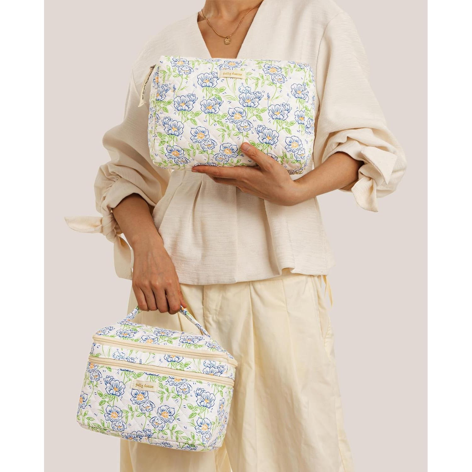 Bolsa de Maquillaje de Algodón HBselect 2 Piezas Grande