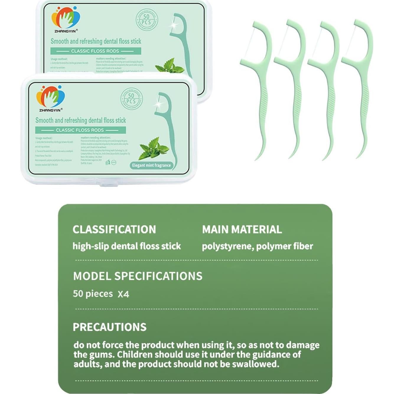 200 Palillos de Hilo Dental Menta Marirao con Estuches de Viaje