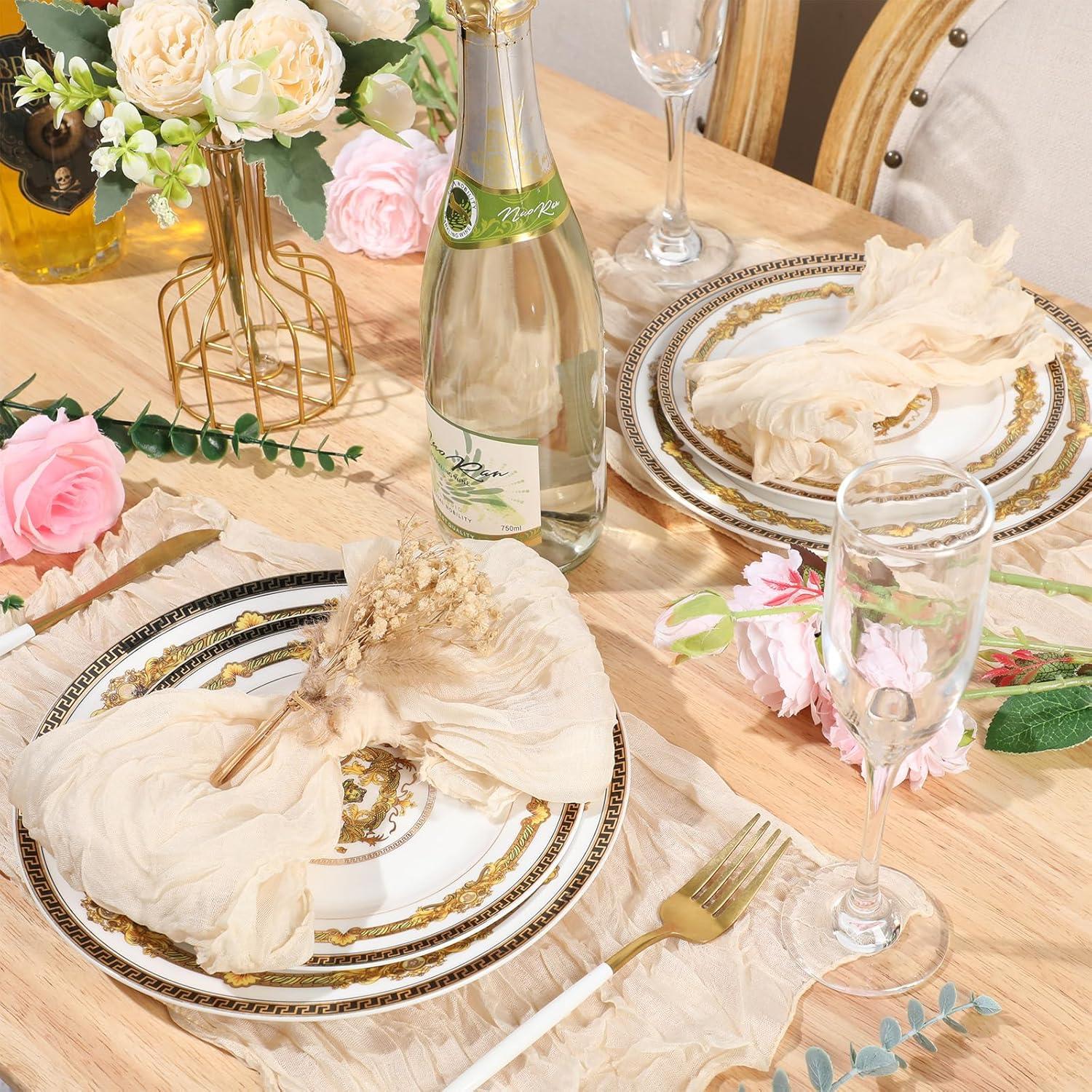 Mixweer 50 Servilletas de Gasa de Algodón Beige 50x50 cm