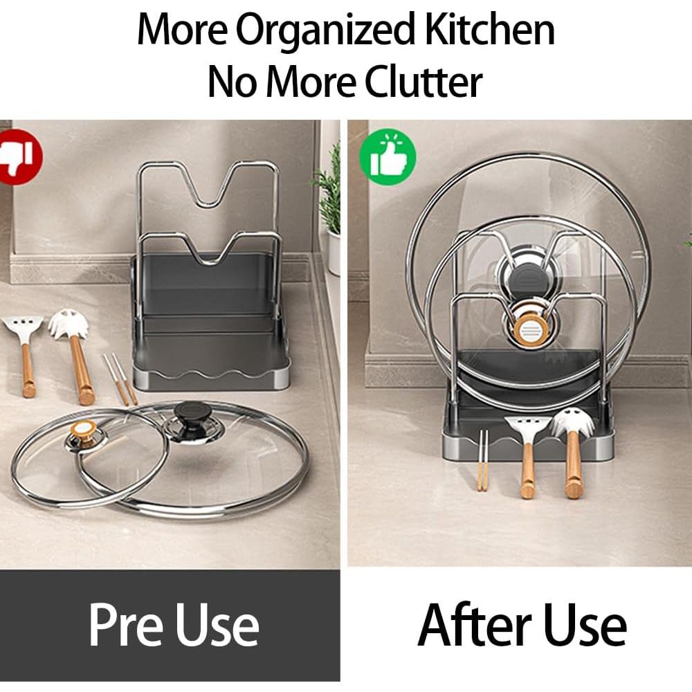 Soporte para Tapa de Olla Dhlxyzt con Bandeja Goteo Negro