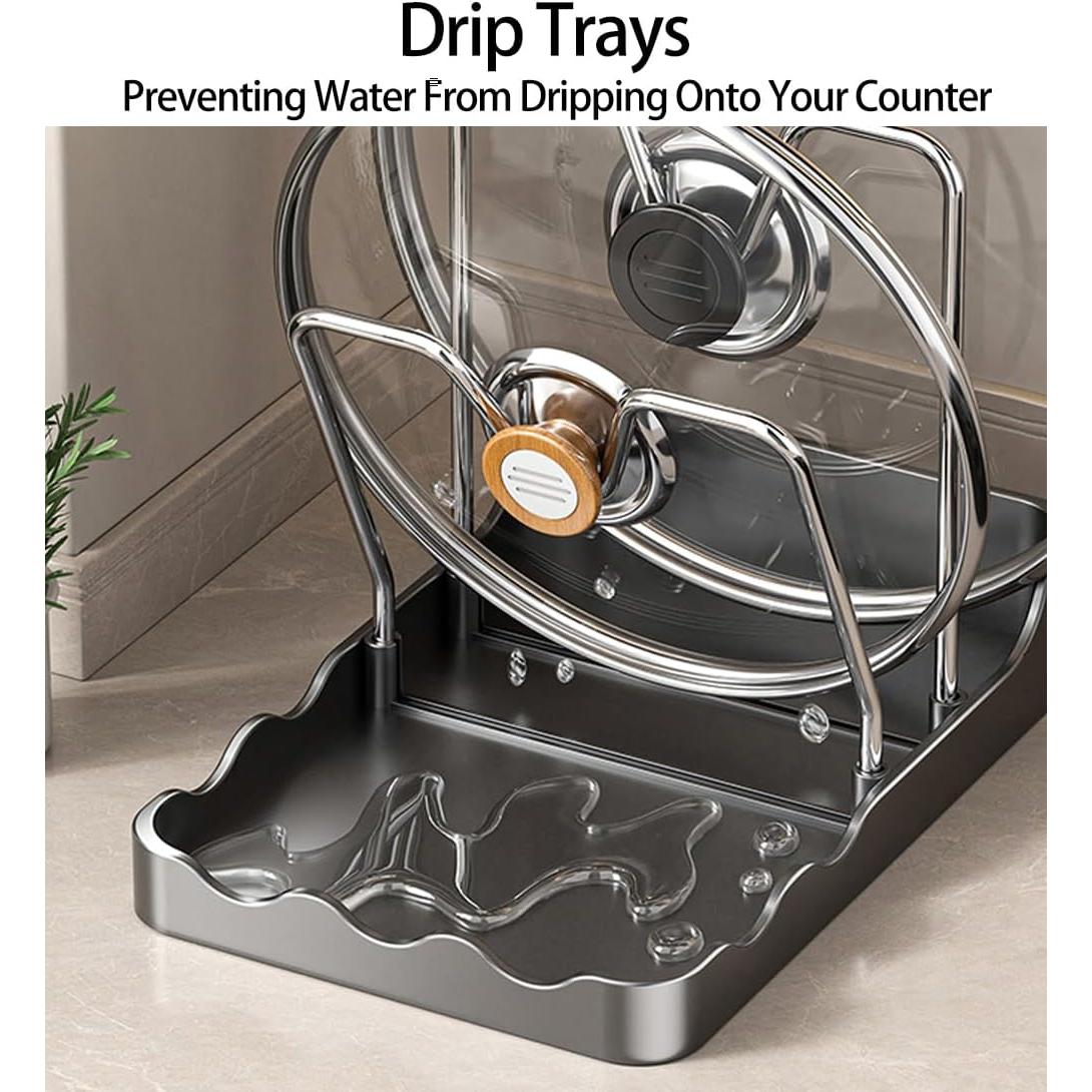 Soporte para Tapa de Olla Dhlxyzt con Bandeja Goteo Negro