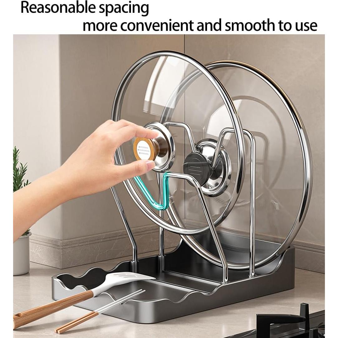 Soporte para Tapa de Olla Dhlxyzt con Bandeja Goteo Negro