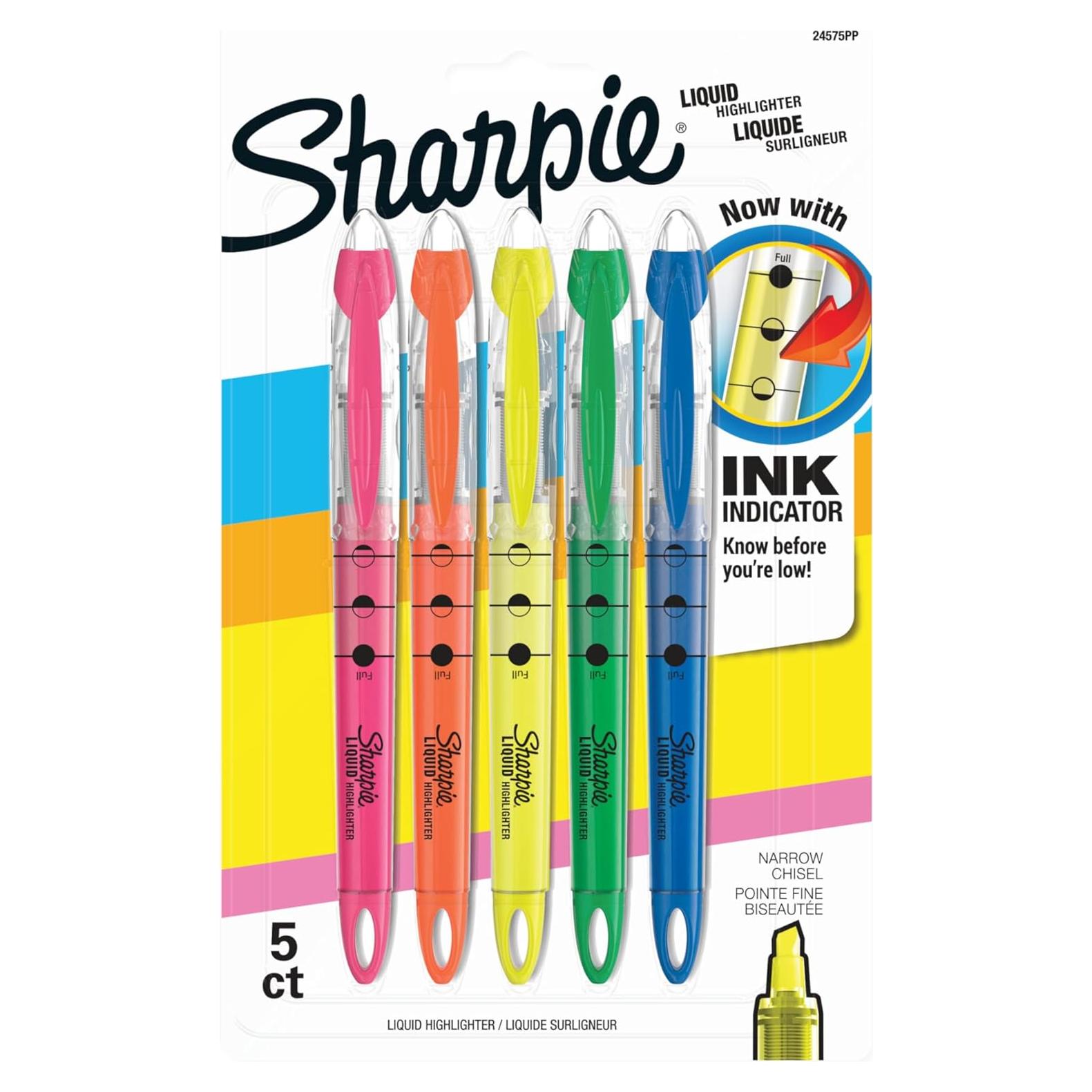 Marcadores Fluorescentes Sharpie Punta Chisel 5 Colores