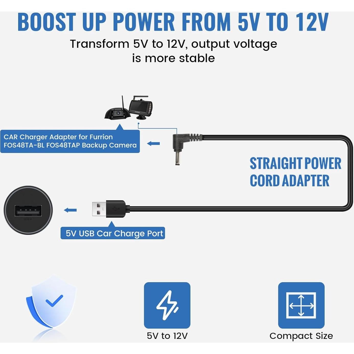 Cable de Cargador USB a DC EWAY para Monitor Furrion 12V