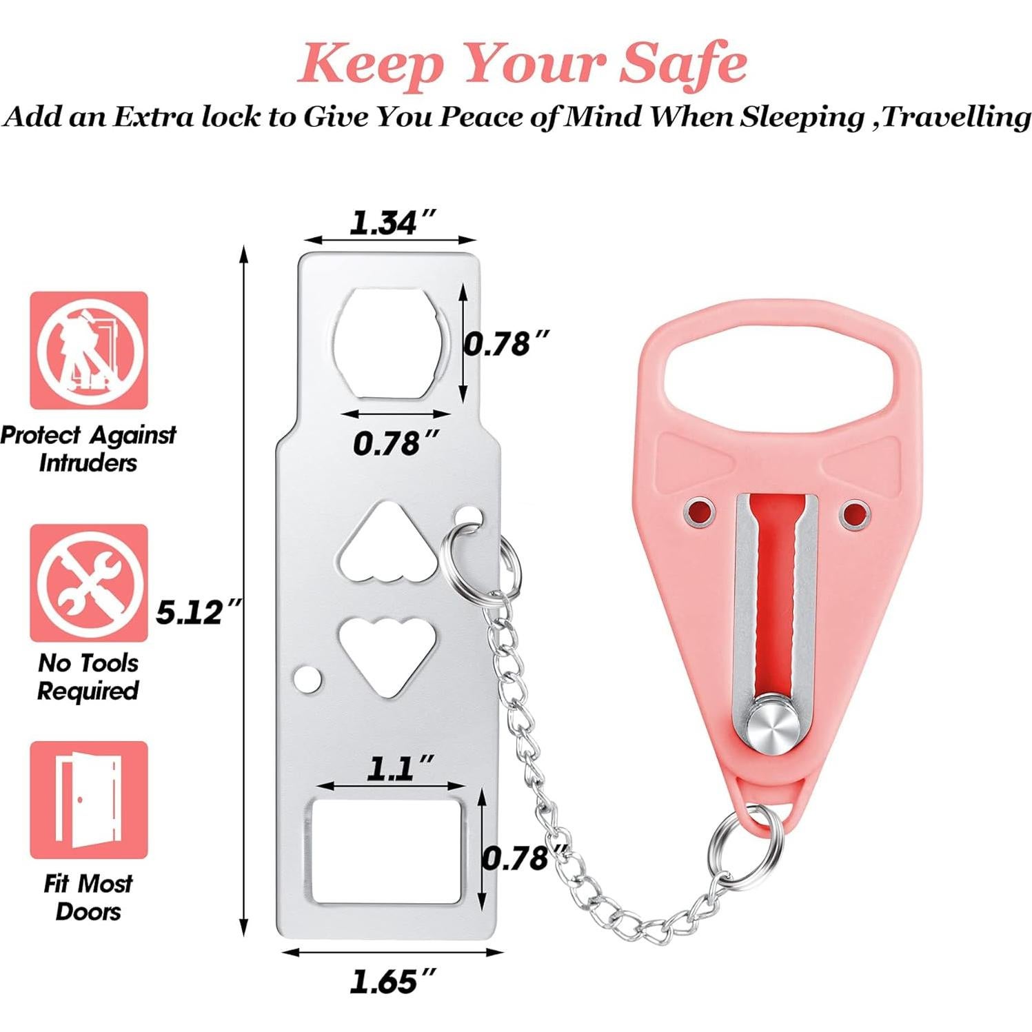 Cerradura de Puerta Portátil AceMining Rosa - Seguridad y Privacidad