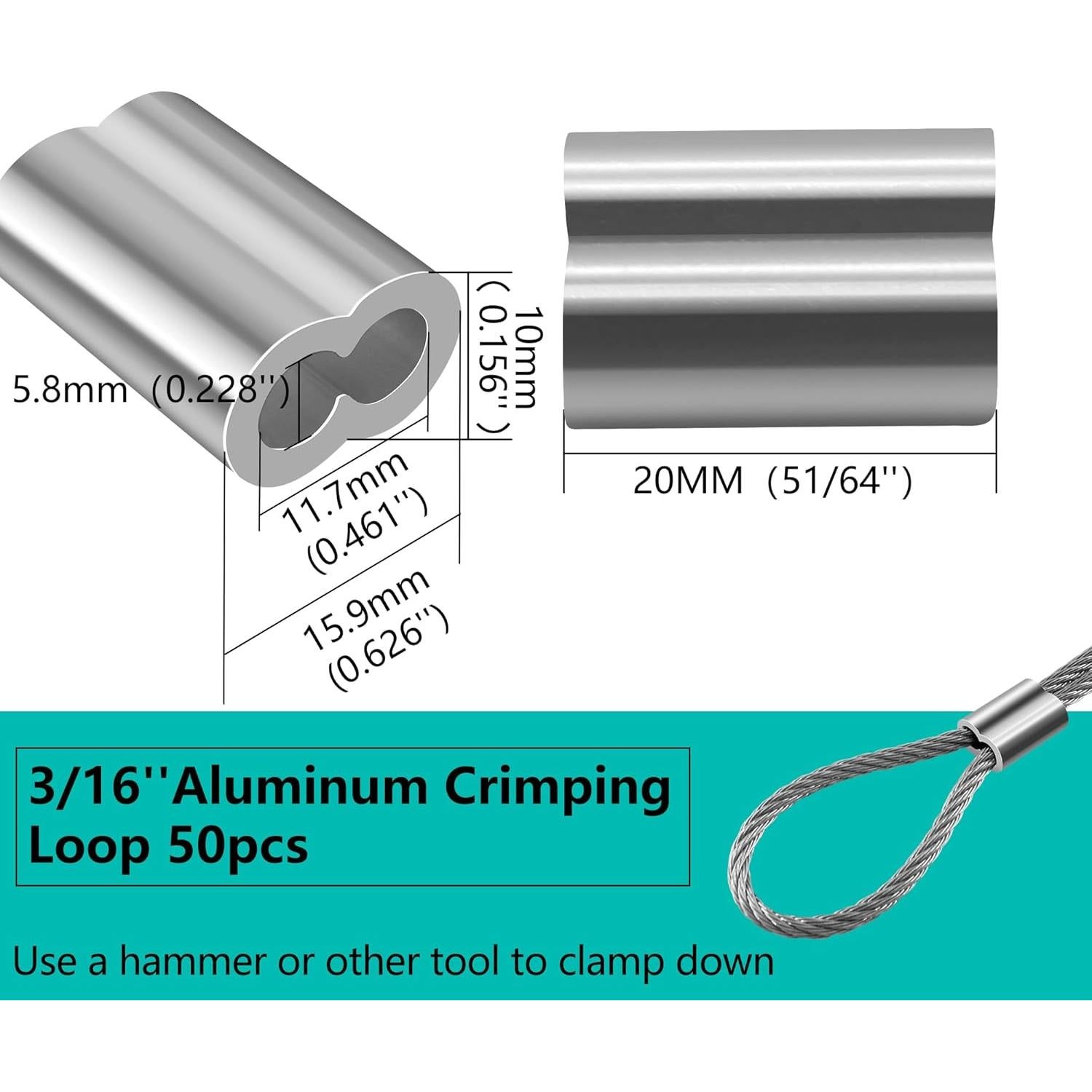 30 Piezas Manguitos de Crimpado de Aluminio Bikykose M6