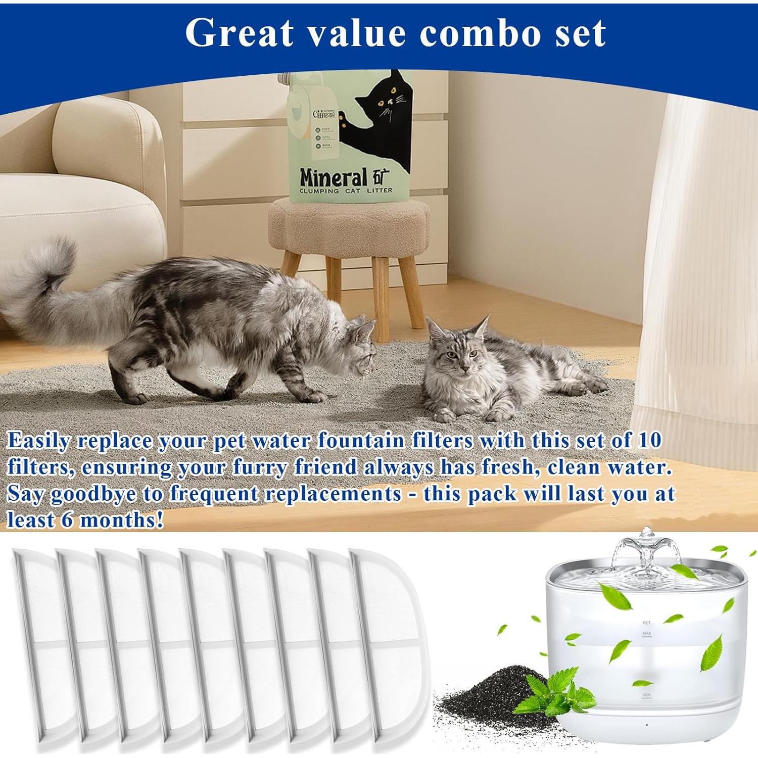 10 Filtros de Reemplazo Vofiiln para Fuente de Agua Mascotas