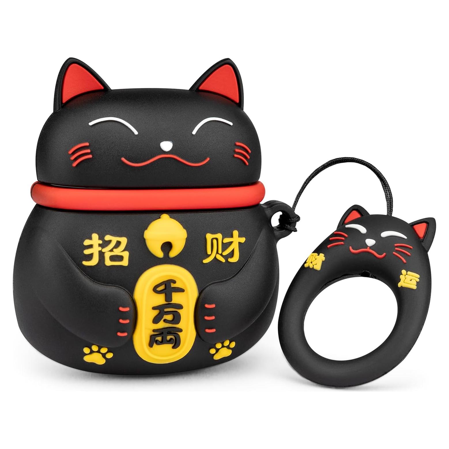 Funda de AirPods YONOCOSTA Gato Negro de la Suerte PVC