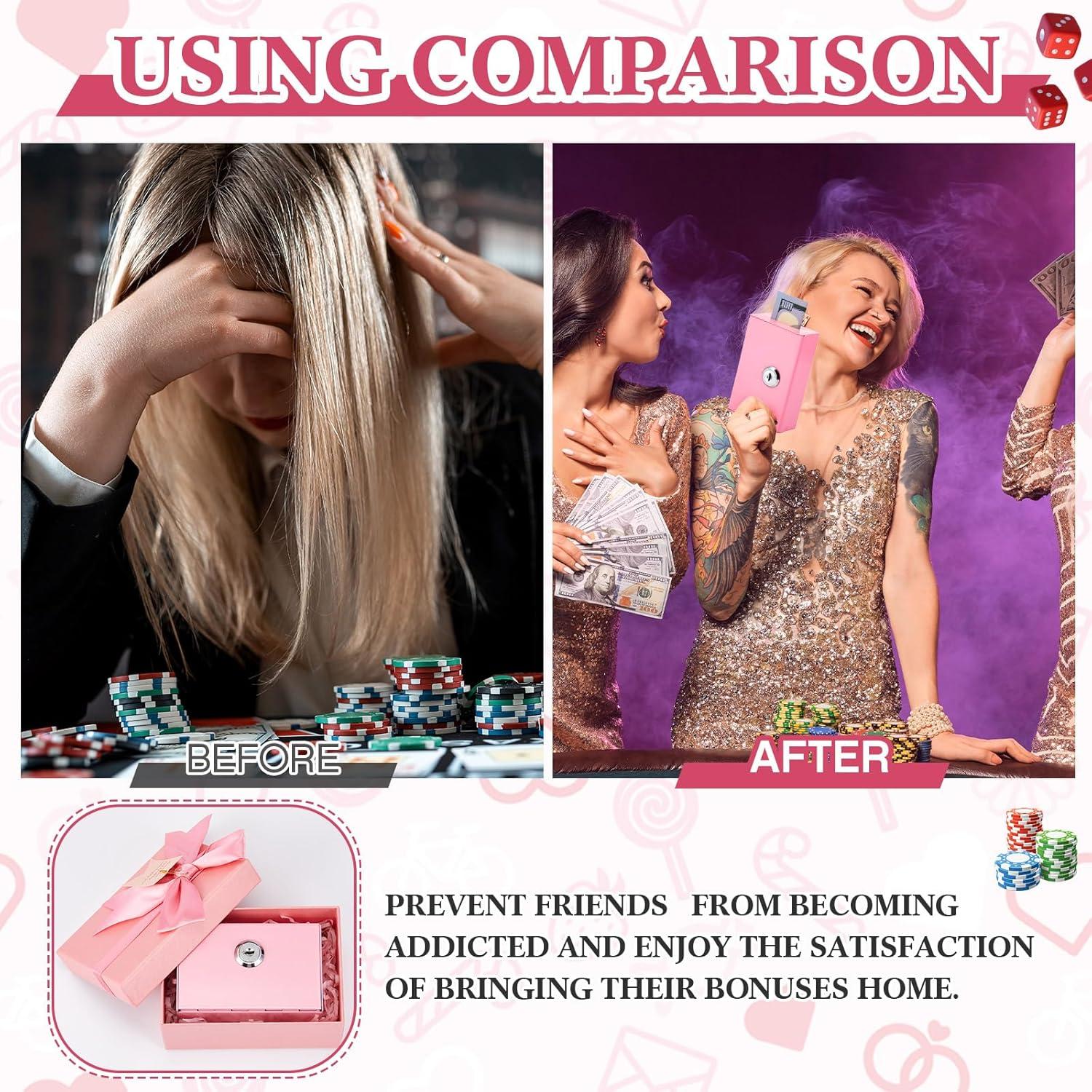 Caja de Dinero de Metal CroBlissful Rosa con Llave y Bolsa