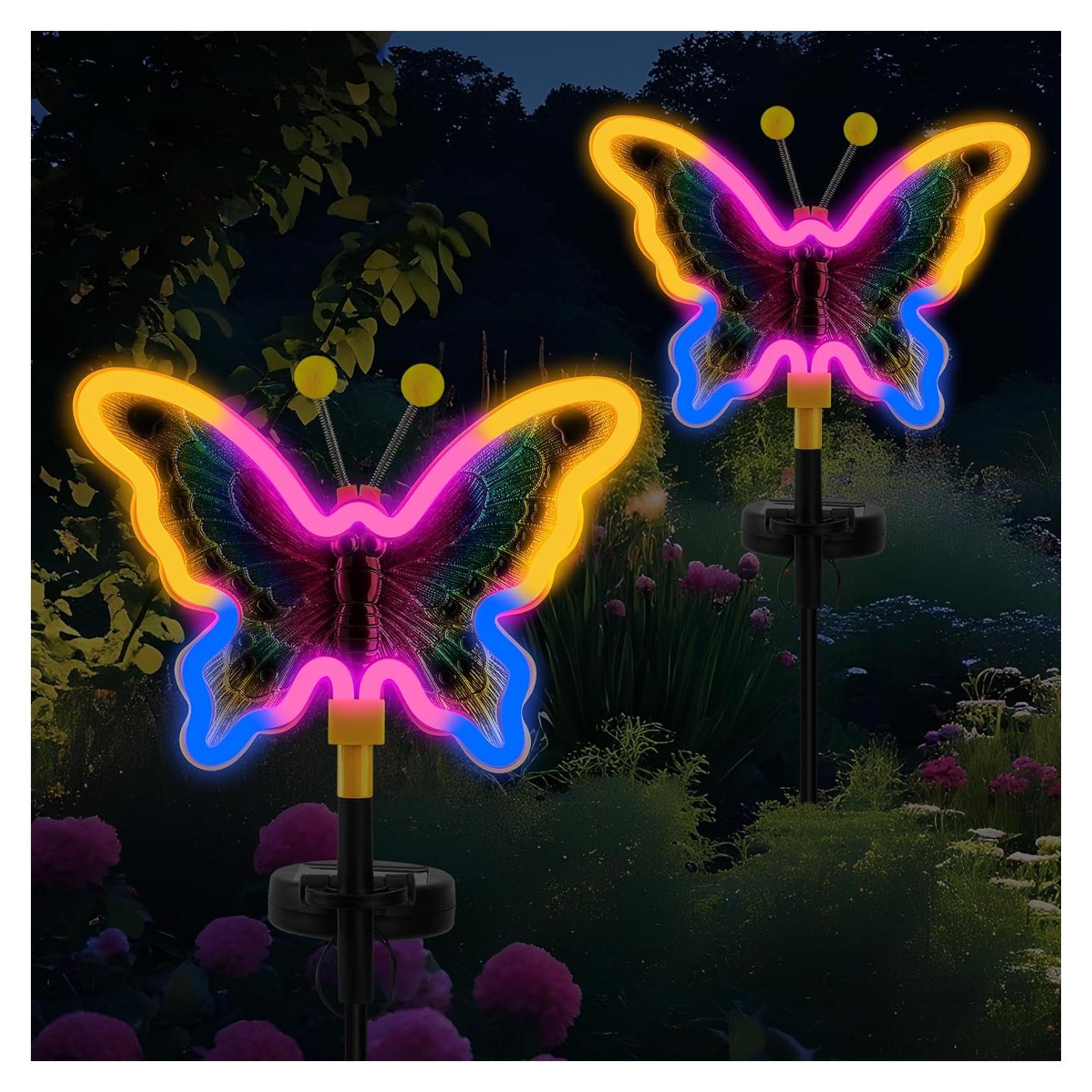 Luces de Jardín Solares TopRuifeng Mariposa Amarillo 2 Piezas