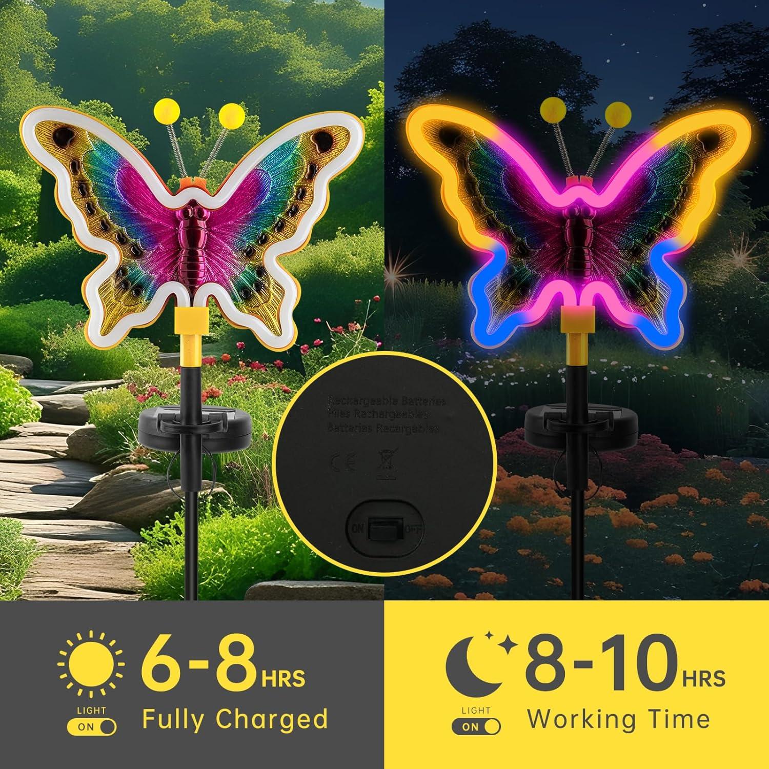 Luces de Jardín Solares TopRuifeng Mariposa Amarillo 2 Piezas