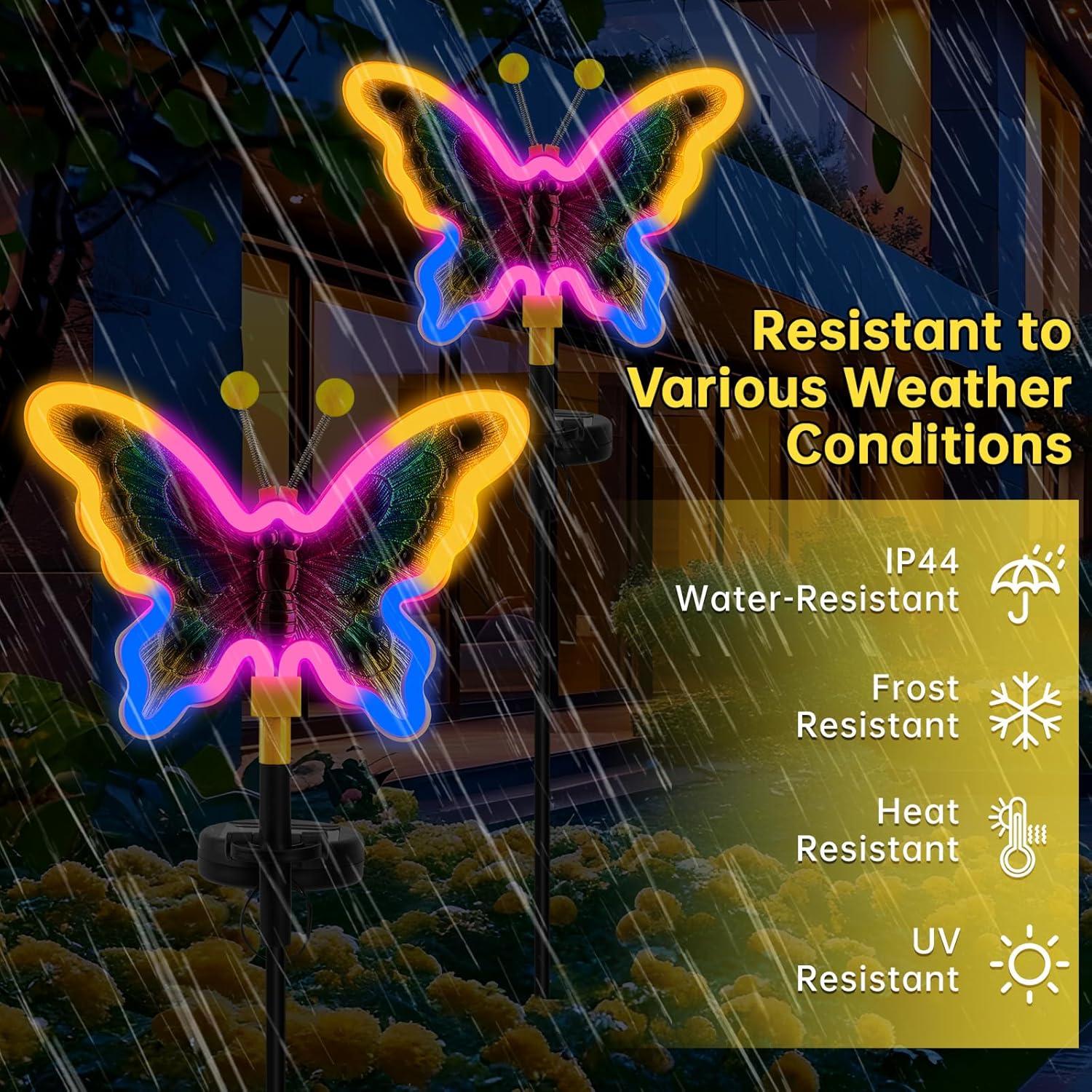 Luces de Jardín Solares TopRuifeng Mariposa Amarillo 2 Piezas