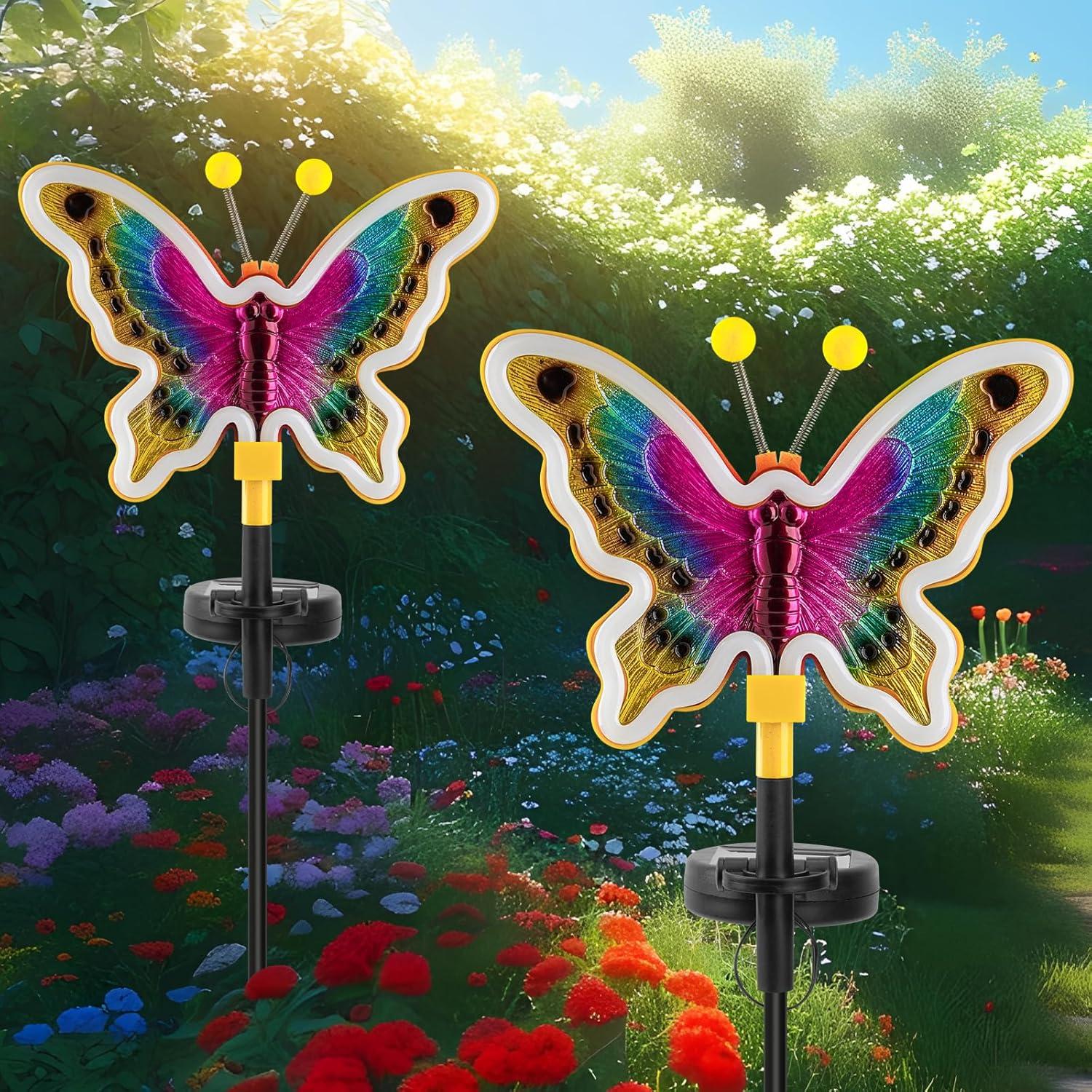Luces de Jardín Solares TopRuifeng Mariposa Amarillo 2 Piezas