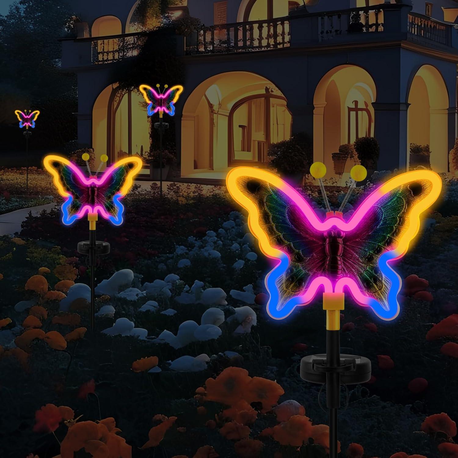 Luces de Jardín Solares TopRuifeng Mariposa Amarillo 2 Piezas