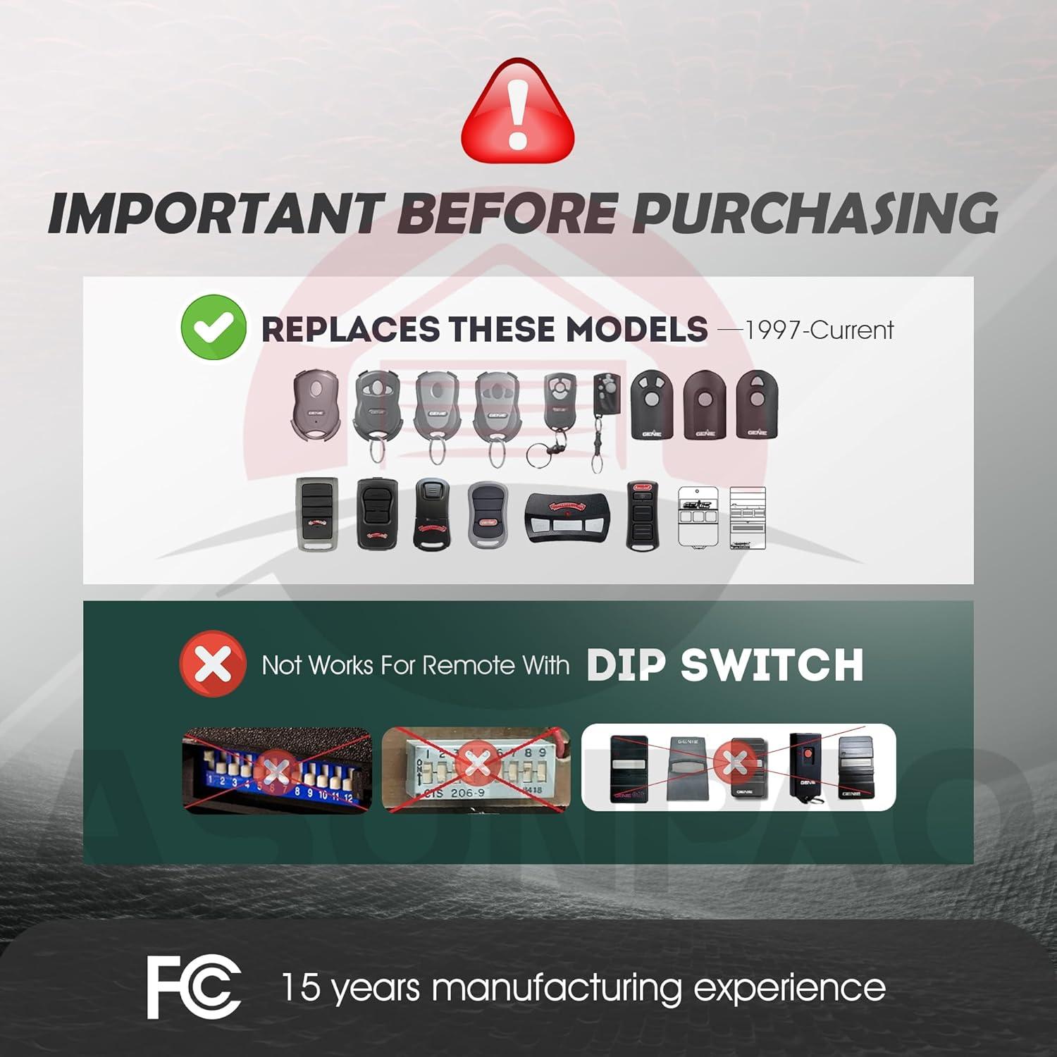 Control Remoto Universal ASONPAO O3T-BX para Puertas de Garaje