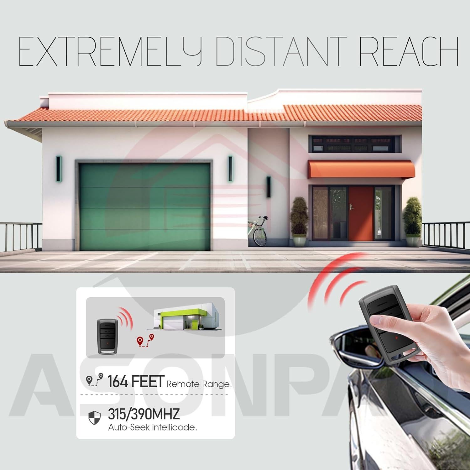 Control Remoto Universal ASONPAO O3T-BX para Puertas de Garaje