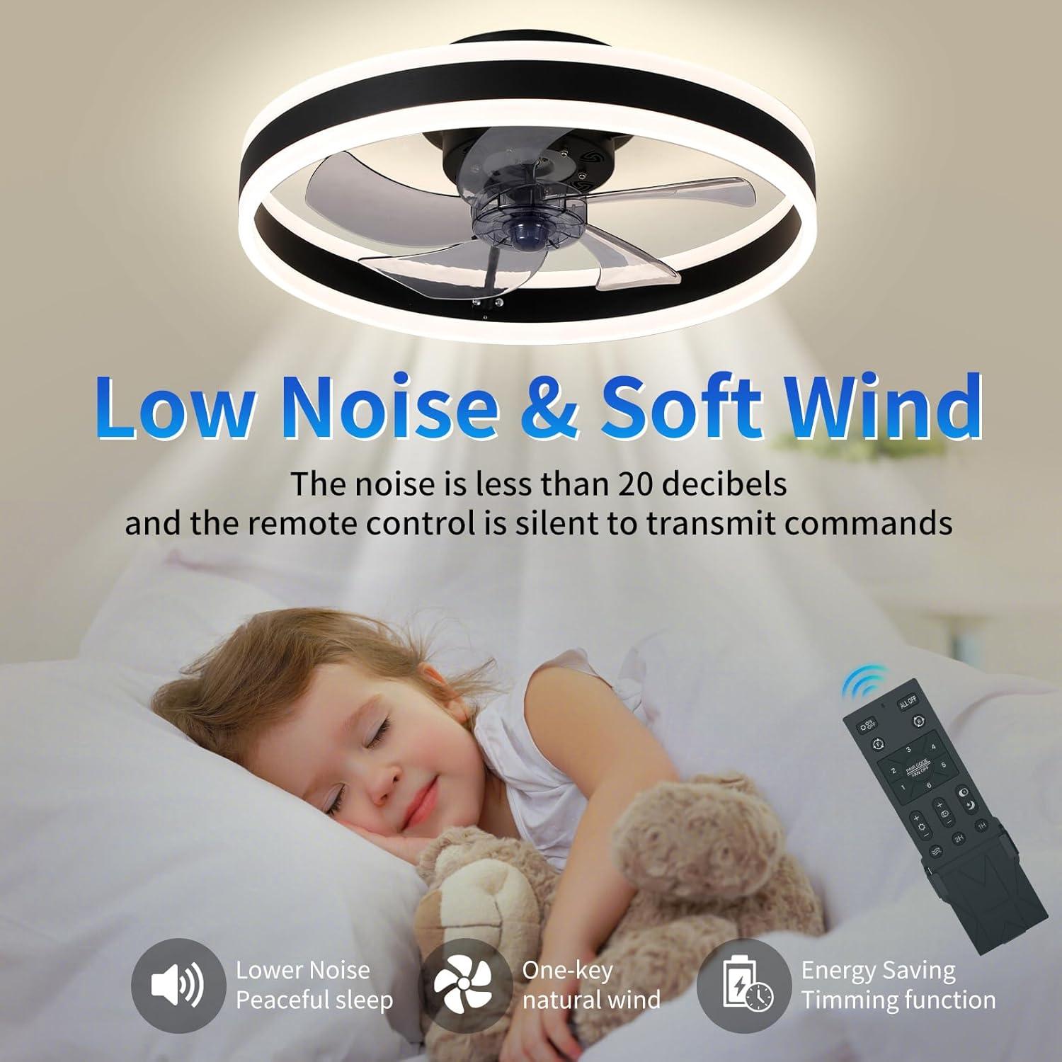 Ventilador de Techo Sin Aspas SUNCOJIA 50.8cm con Luces y Control Remoto