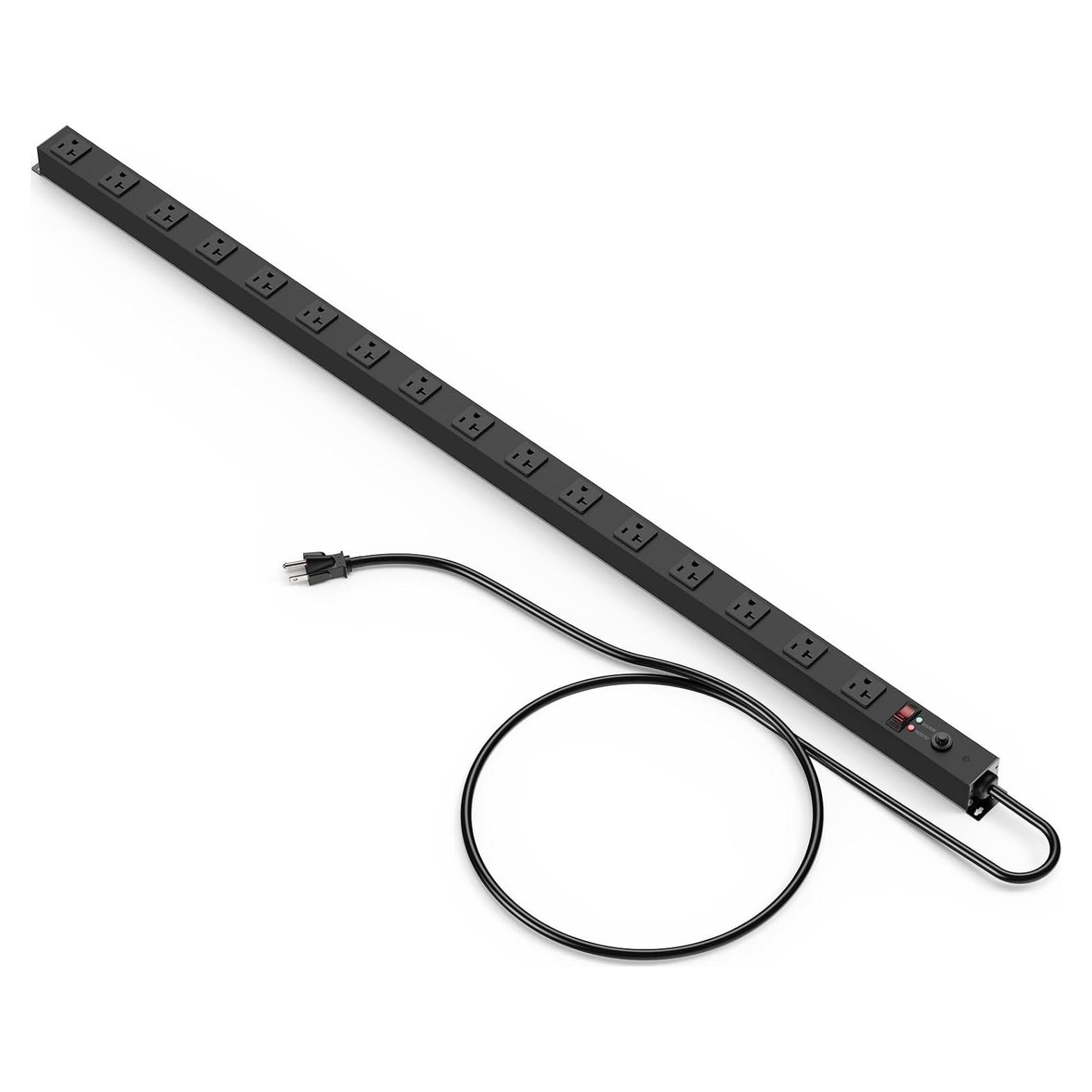 Regleta de Metal JUNNUJ 16 Salidas 20A 4800J 4FT Negra