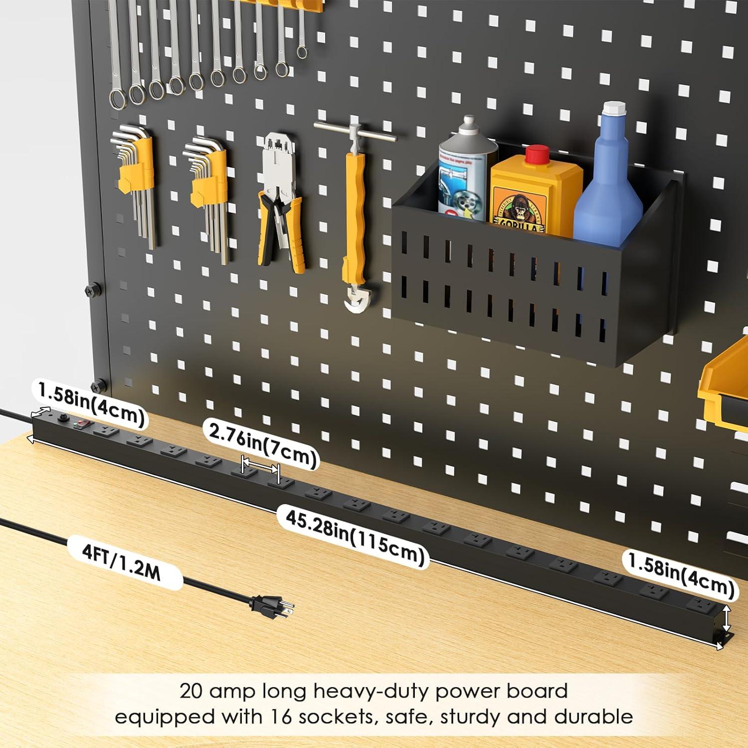 Regleta de Metal JUNNUJ 16 Salidas 20A 4800J 4FT Negra