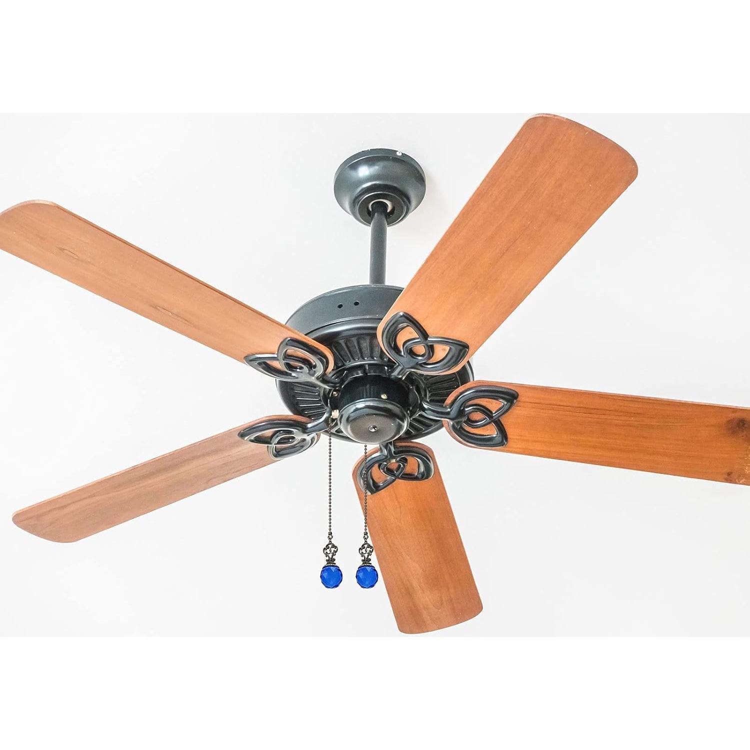 Cadenas de Tirar para Ventilador de Techo Hicarer, 4 Piezas Cristal Azul