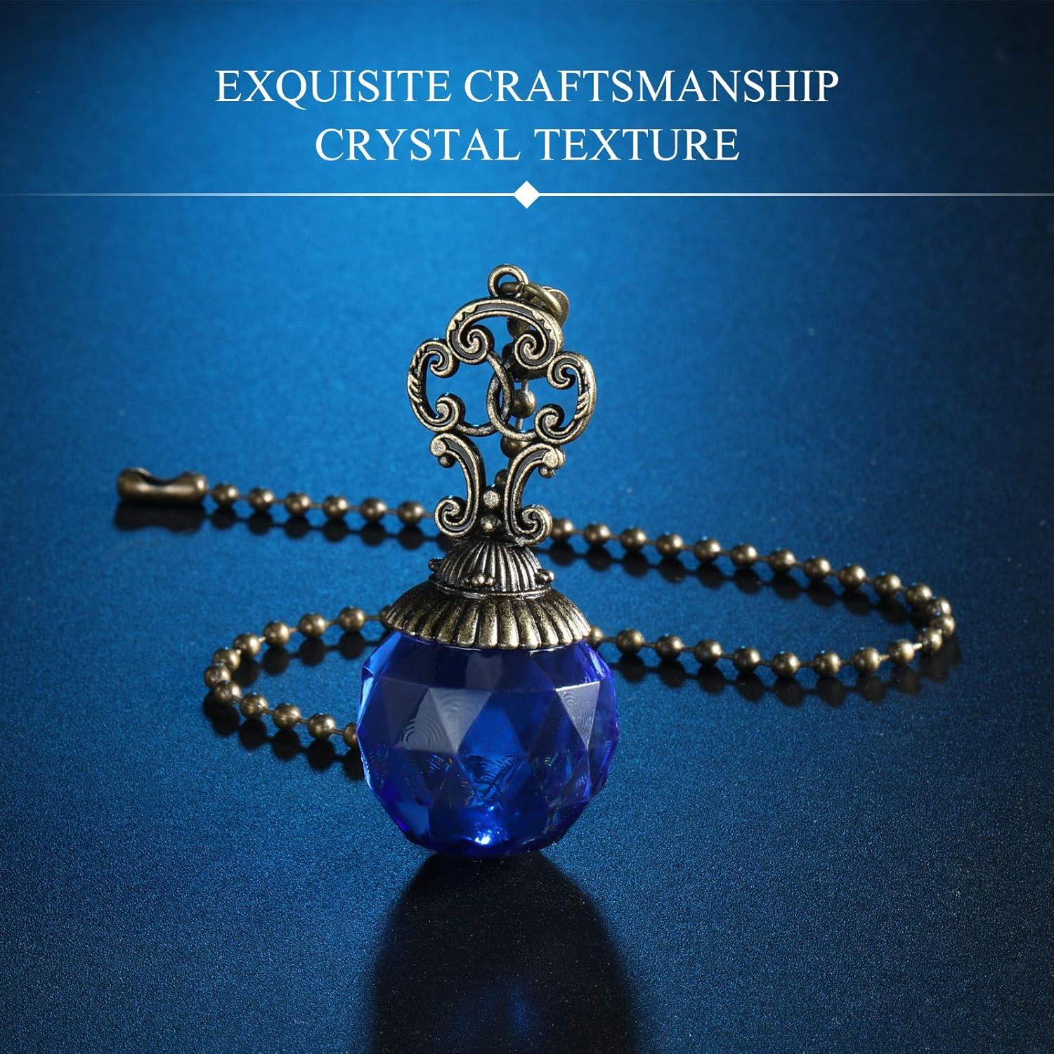 Cadenas de Tirar para Ventilador de Techo Hicarer, 4 Piezas Cristal Azul