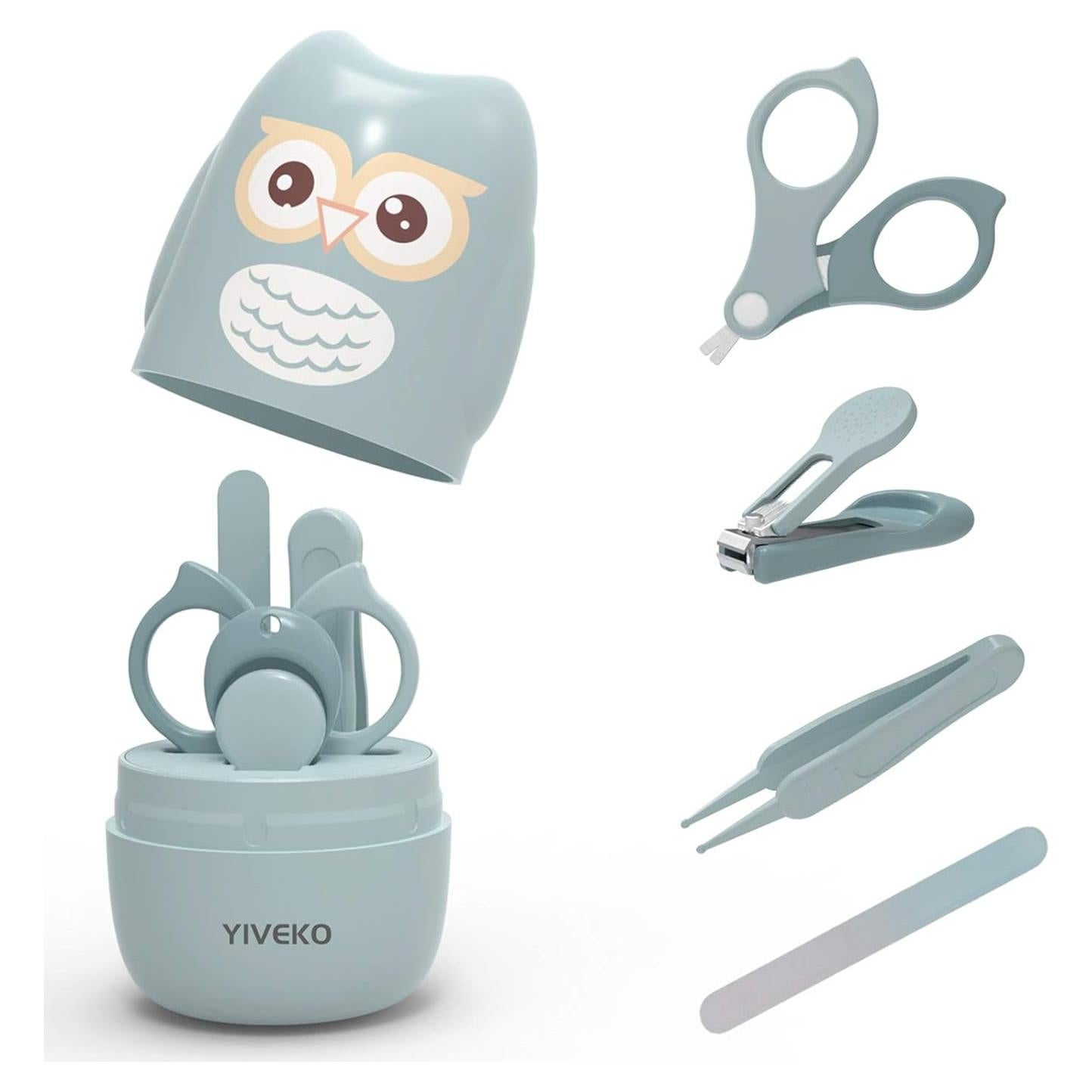 Kit de Cuidado de Uñas para Bebés YIVEKO 4 en 1 Azul